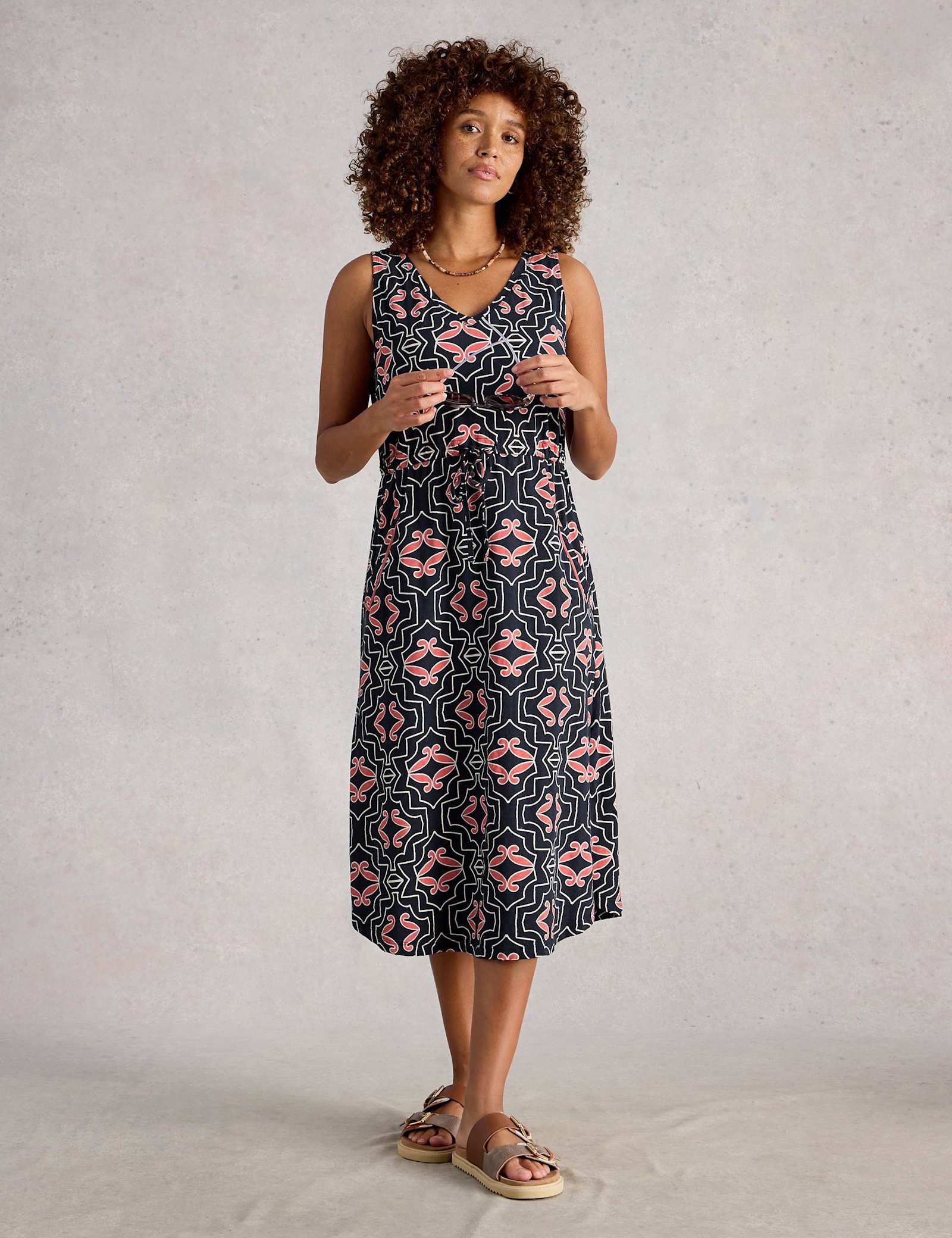 Jersey Printed V-Neck Midi Tea Dress - image 2