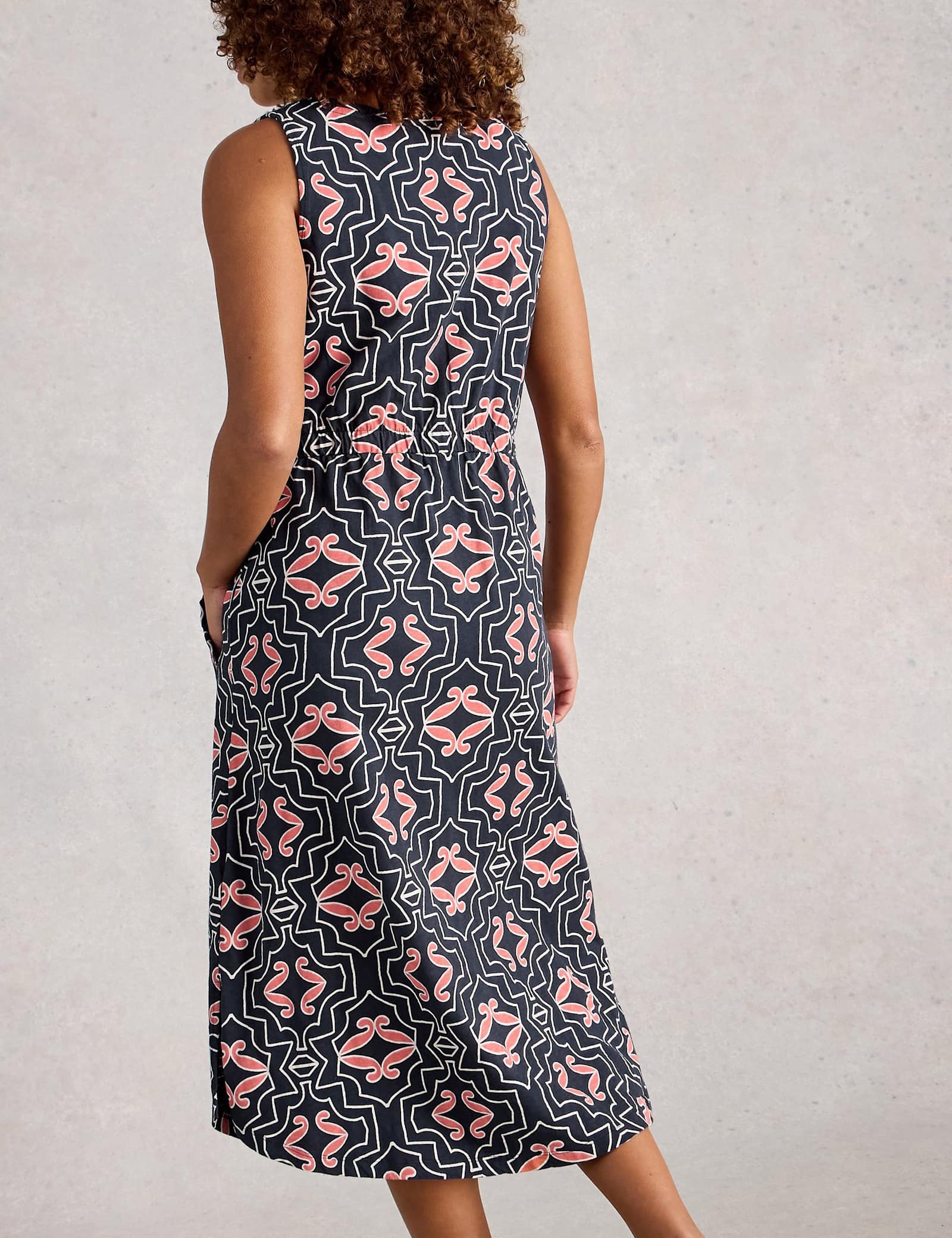 Jersey Printed V-Neck Midi Tea Dress - image 5