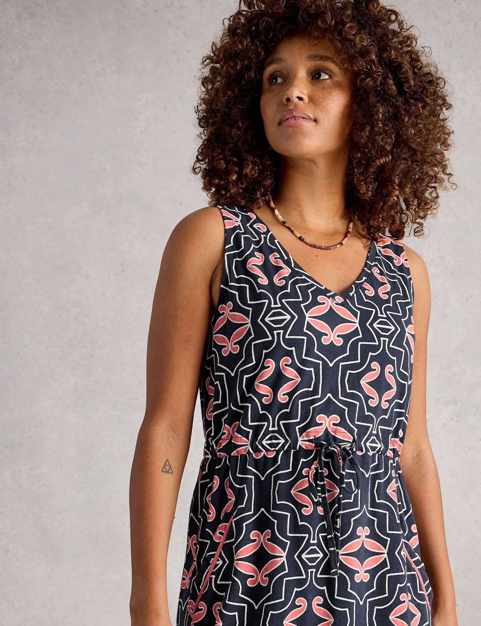Jersey Printed V-Neck Midi Tea Dress - image 3