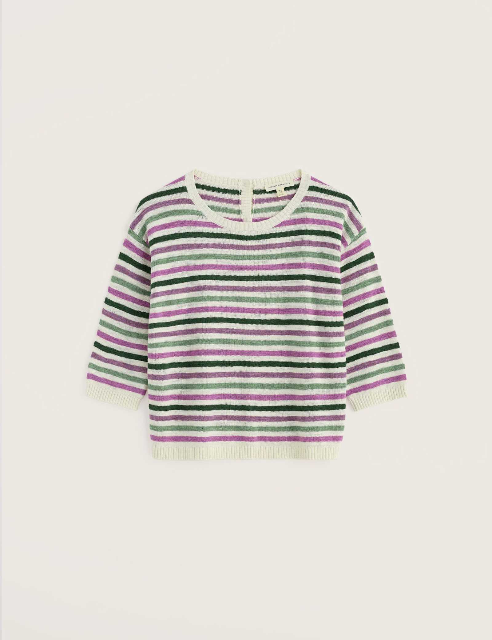 Cotton Rich Striped Jumper With Linen - image 2