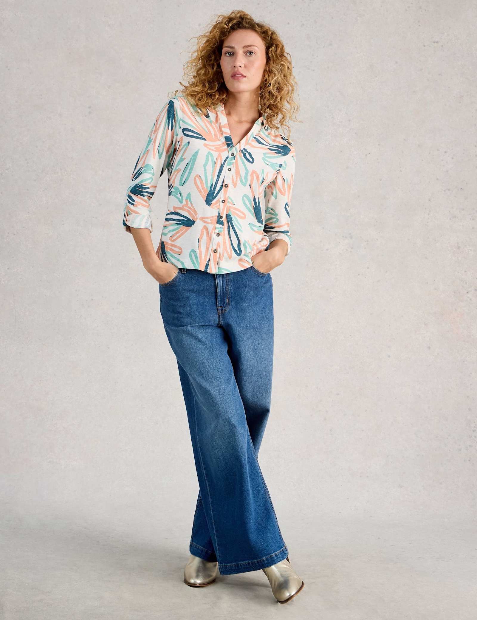 Pure Cotton Jersey Printed Collared Shirt - image 2