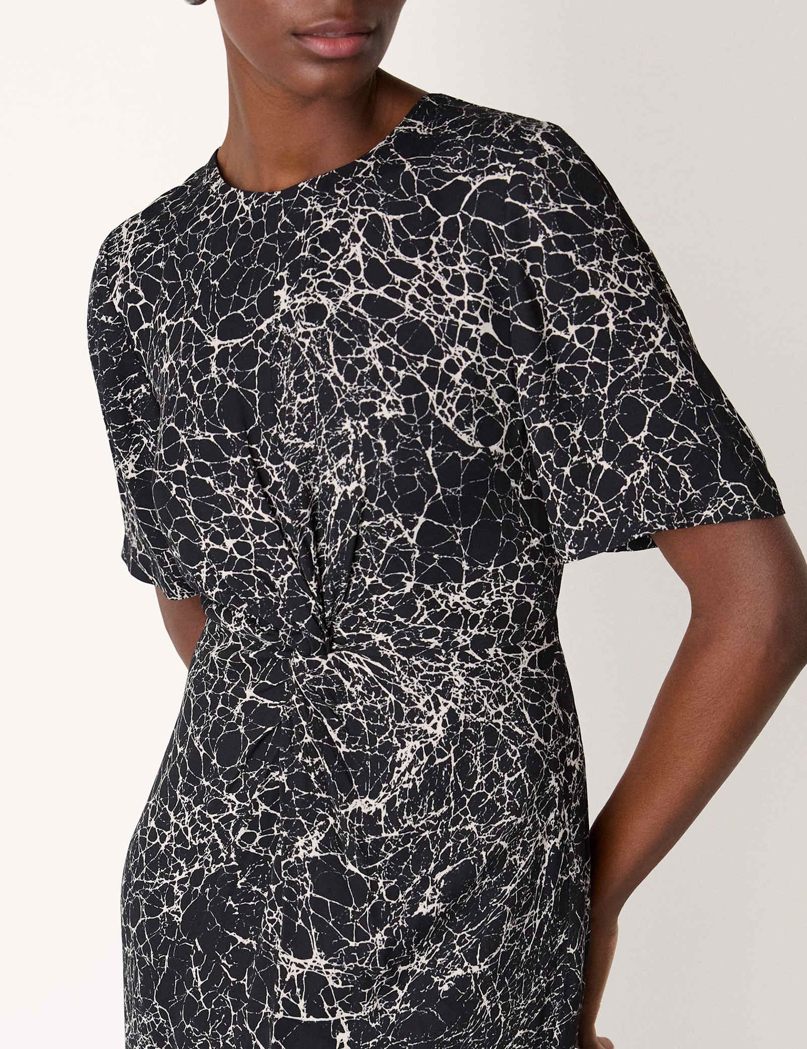 Crackle Print Twist Front Midi Shift Dress - image 3