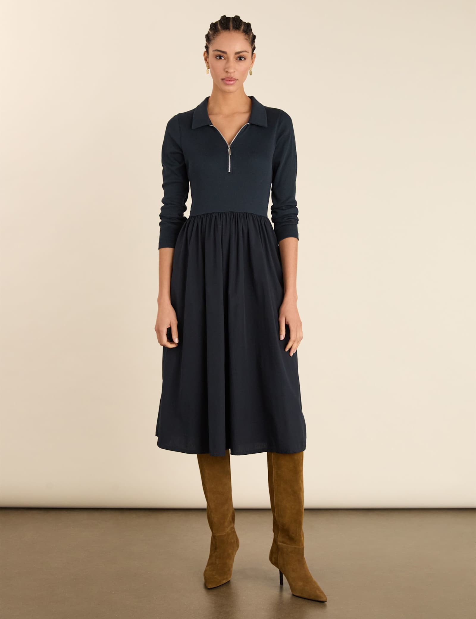 Pure Cotton Midi Waisted Dress - image 3