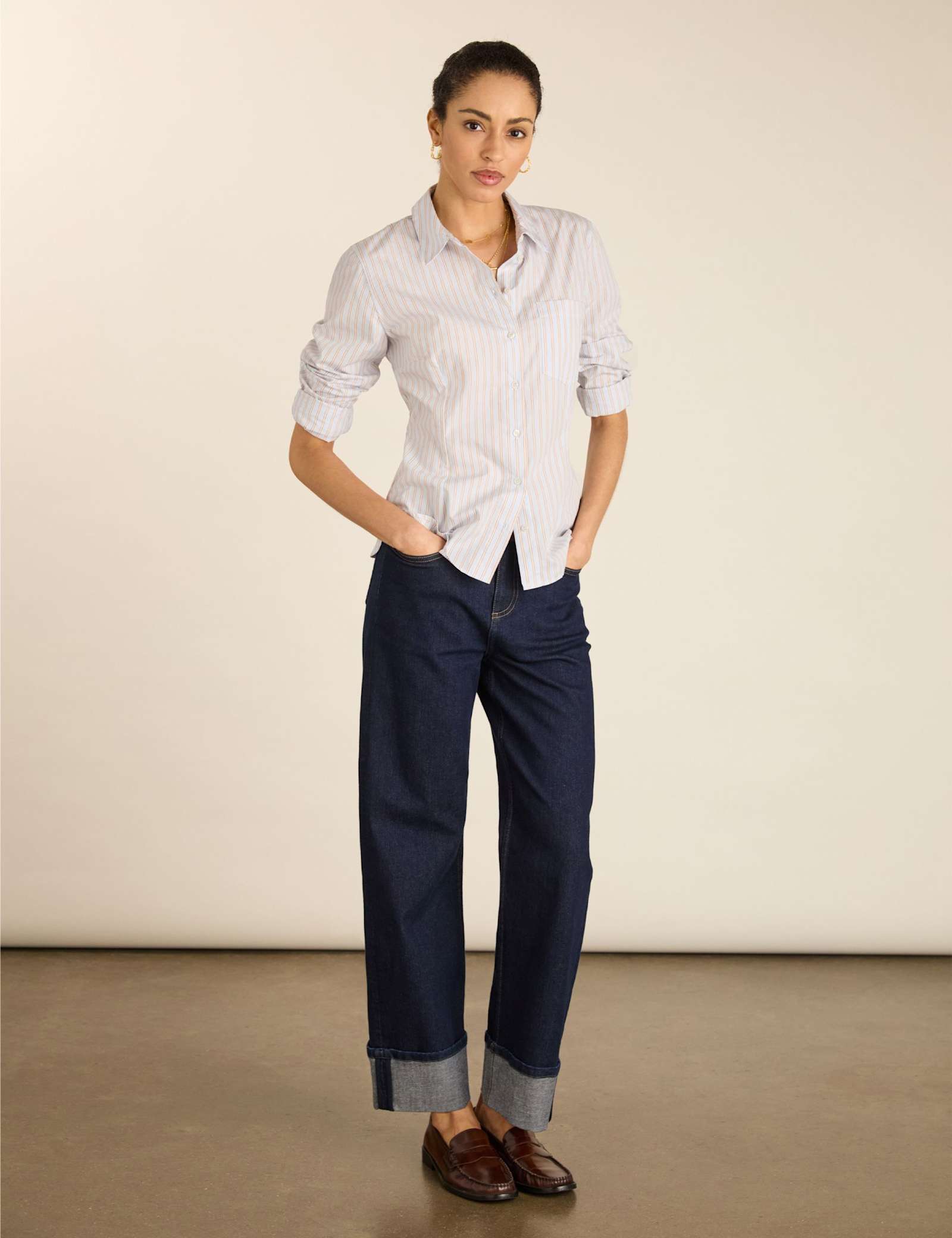 Pure Cotton Striped Waisted Shirt - image 3