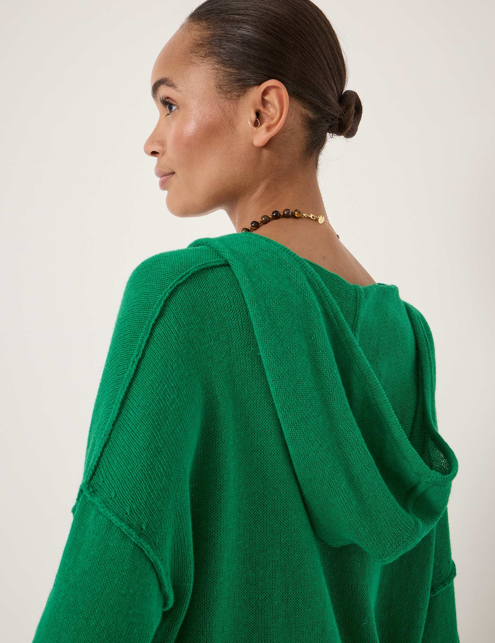Linen Blend V-Neck Oversized Hoodie - image 3