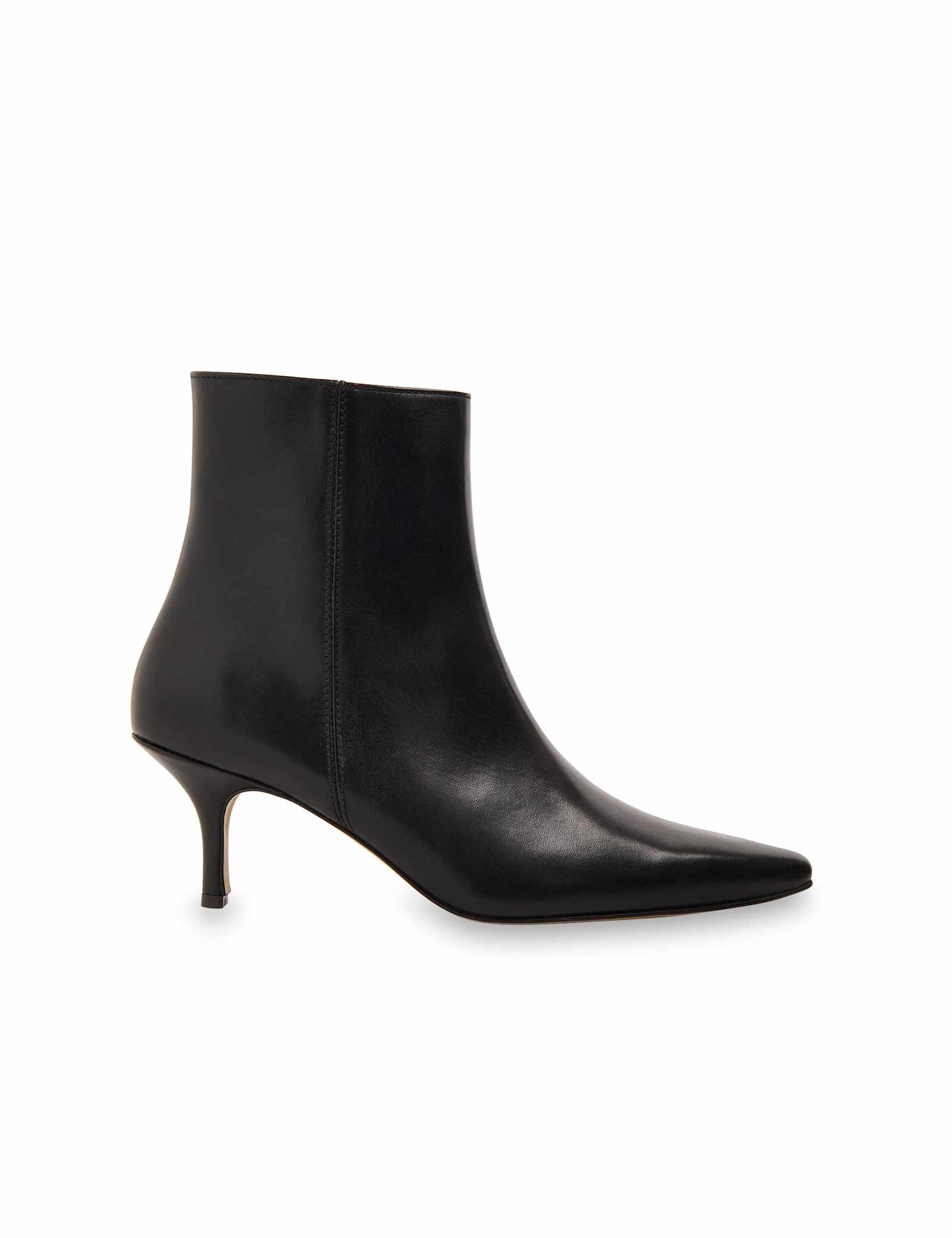Leather Kitten Heel Pointed Ankle Boots - image 1