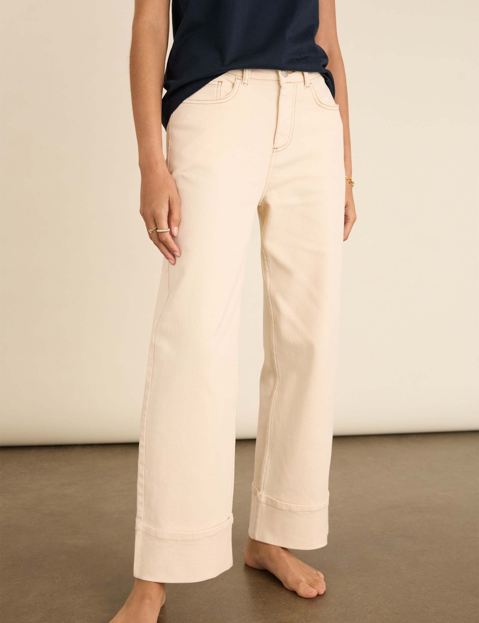 Mid Rise Straight Leg Turn Up Jeans - image 3