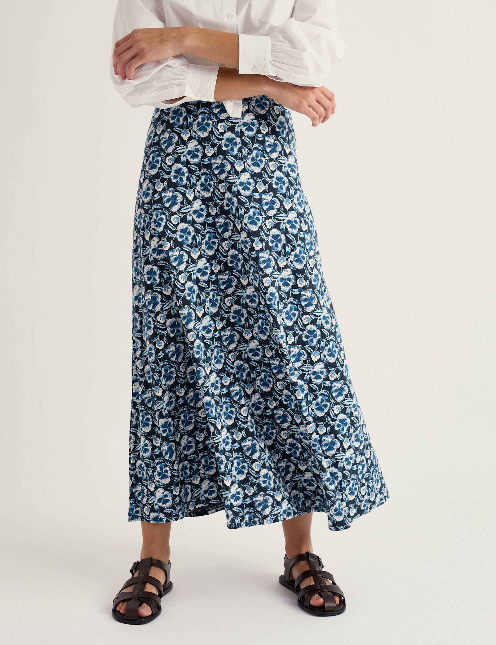 Cotton Rich Floral Midaxi A-Line Skirt - image 5