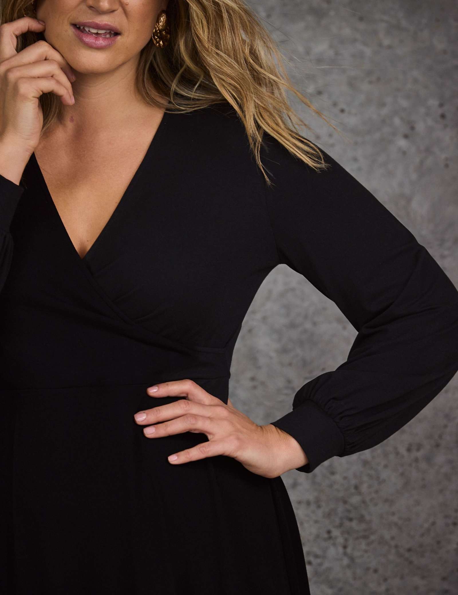 Jersey V-Neck Midi Wrap Dress - image 2