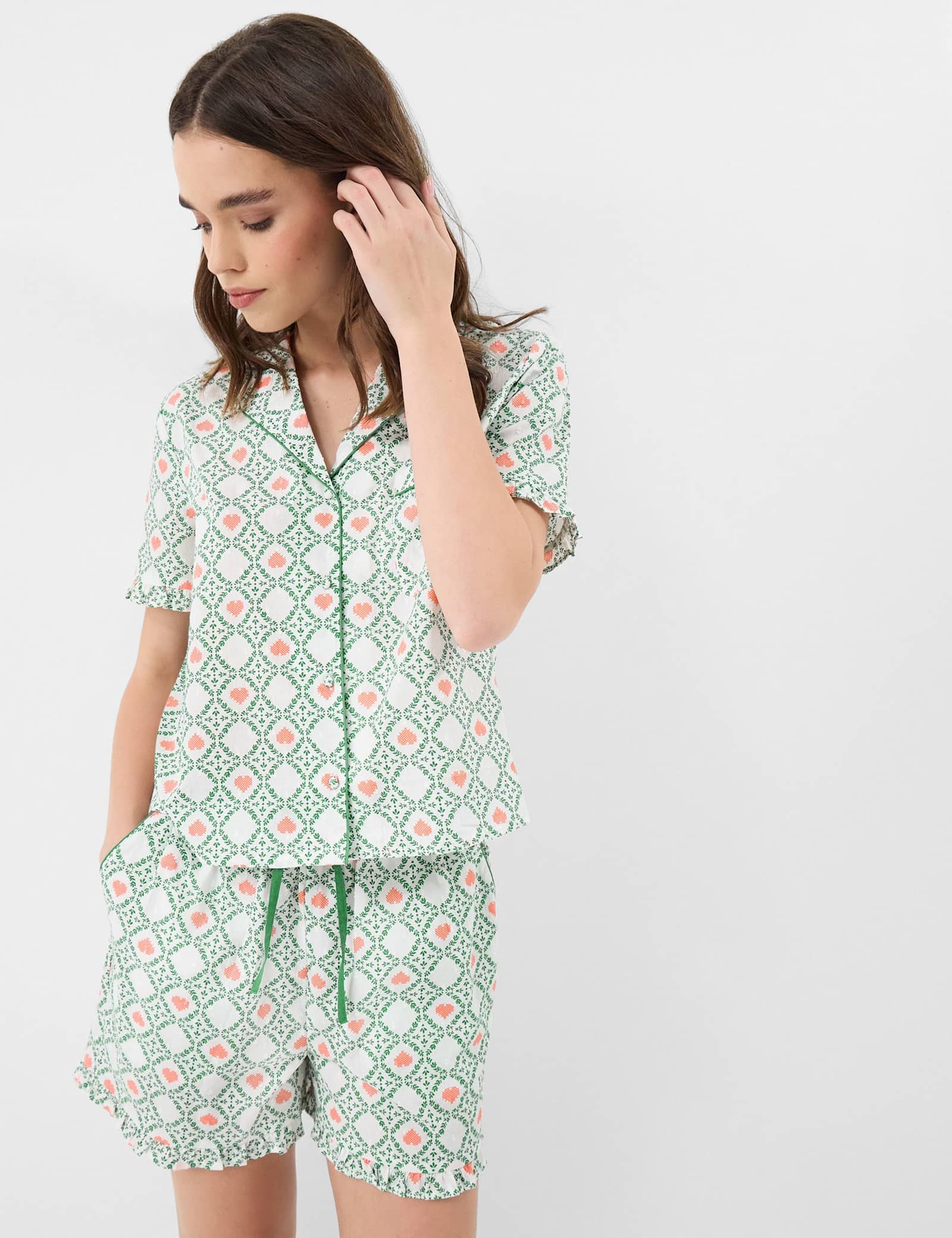 Pure Cotton Heart Print Shortie Set - image 1
