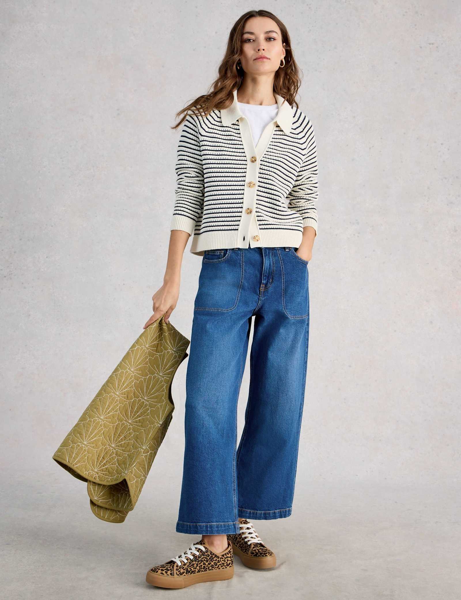 Pure Cotton Stripe Collared Cardigan - image 2