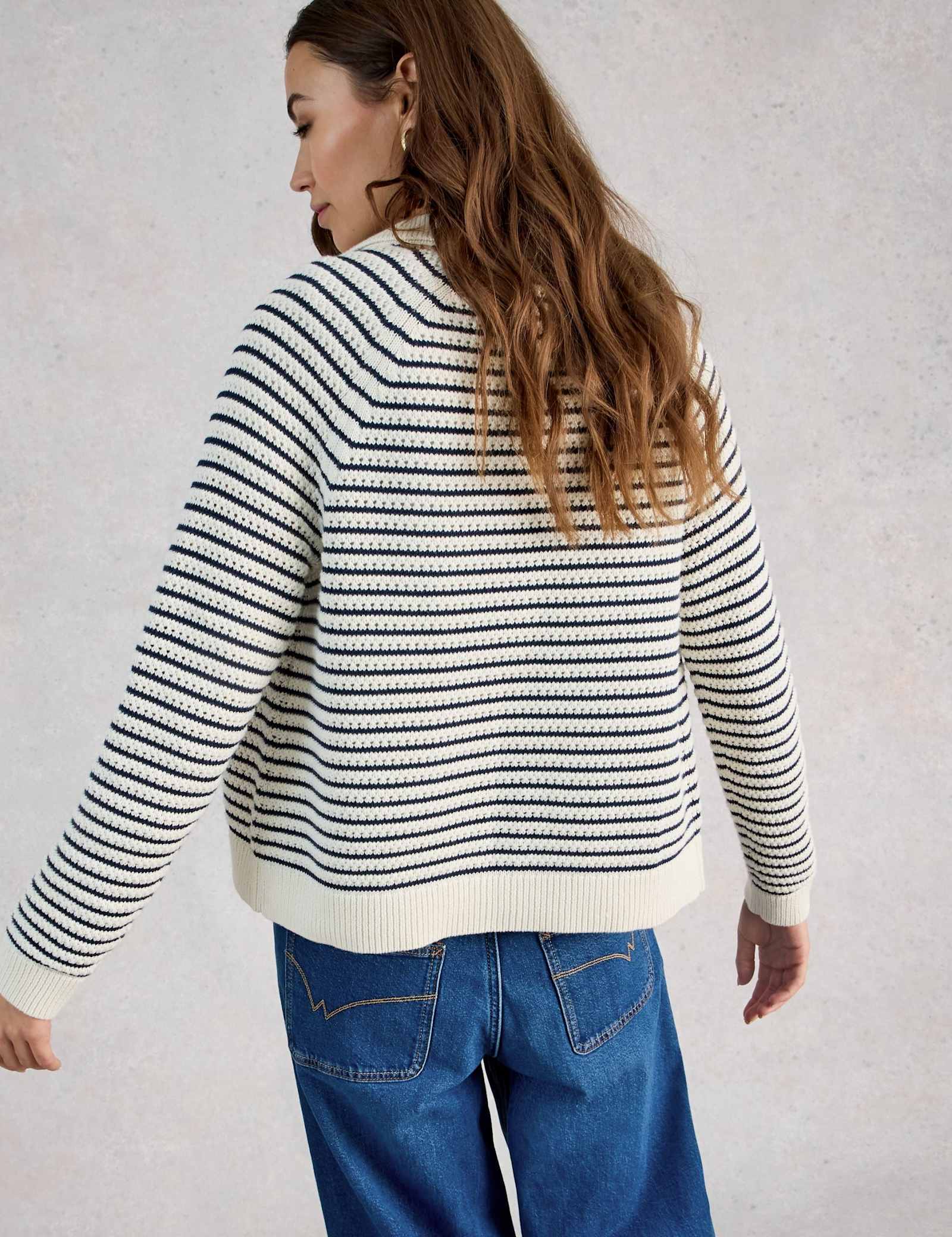 Pure Cotton Stripe Collared Cardigan - image 4