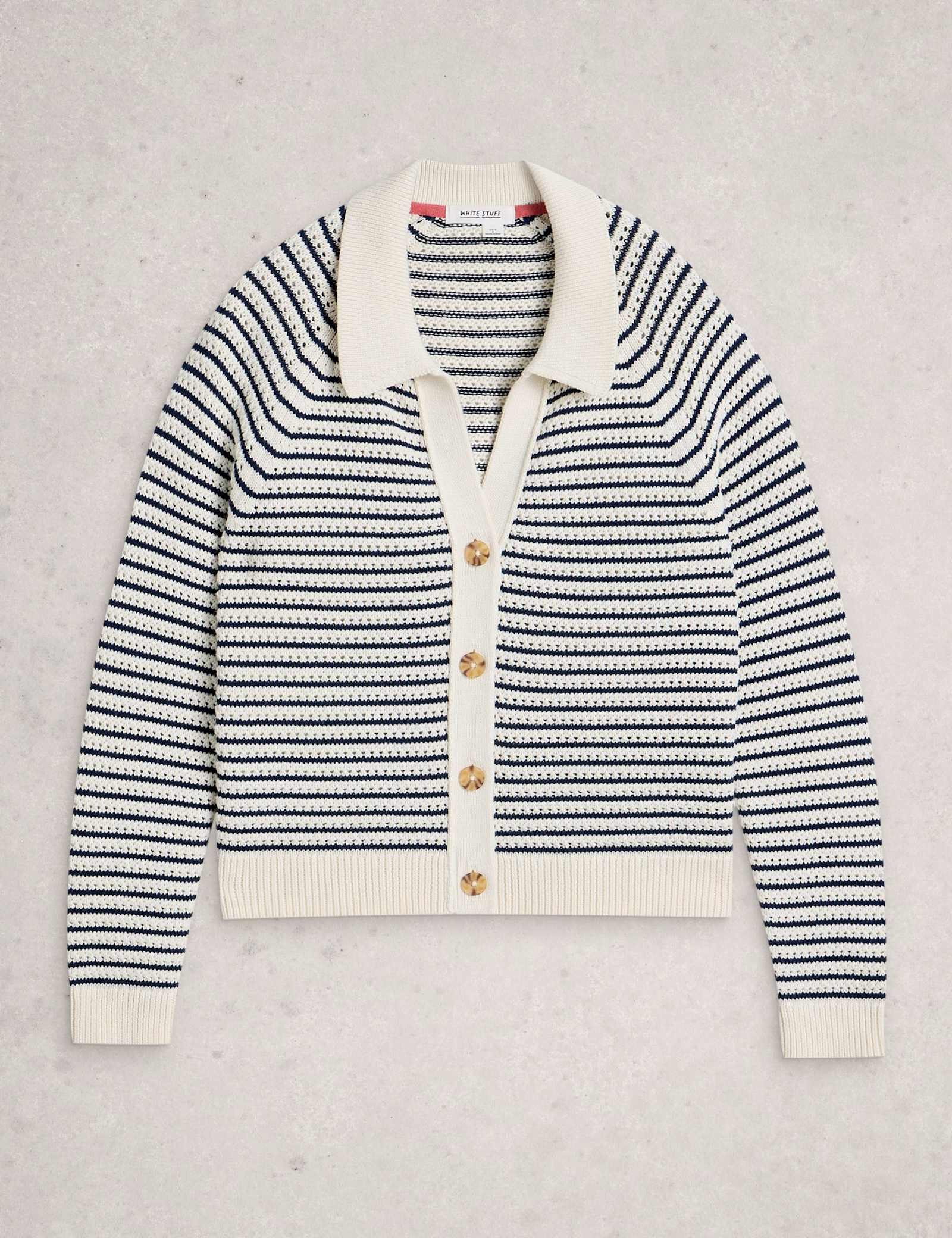 Pure Cotton Stripe Collared Cardigan - image 1