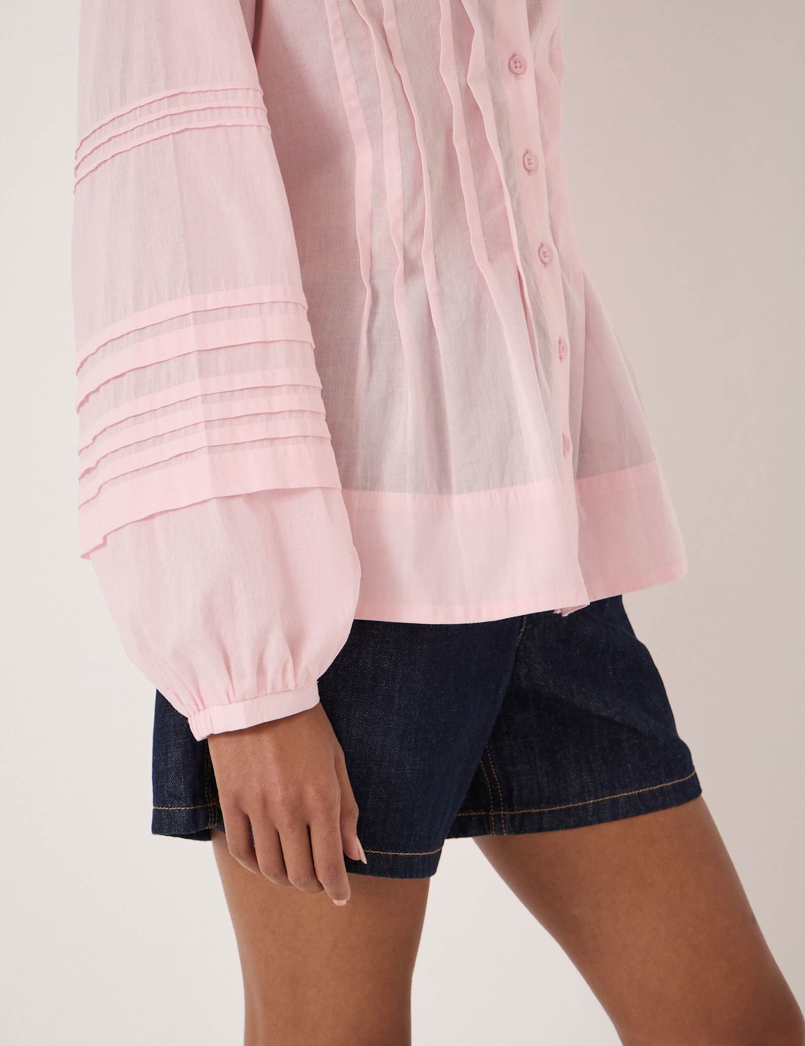 Pure Cotton Pintuck Detail Blouse - image 3