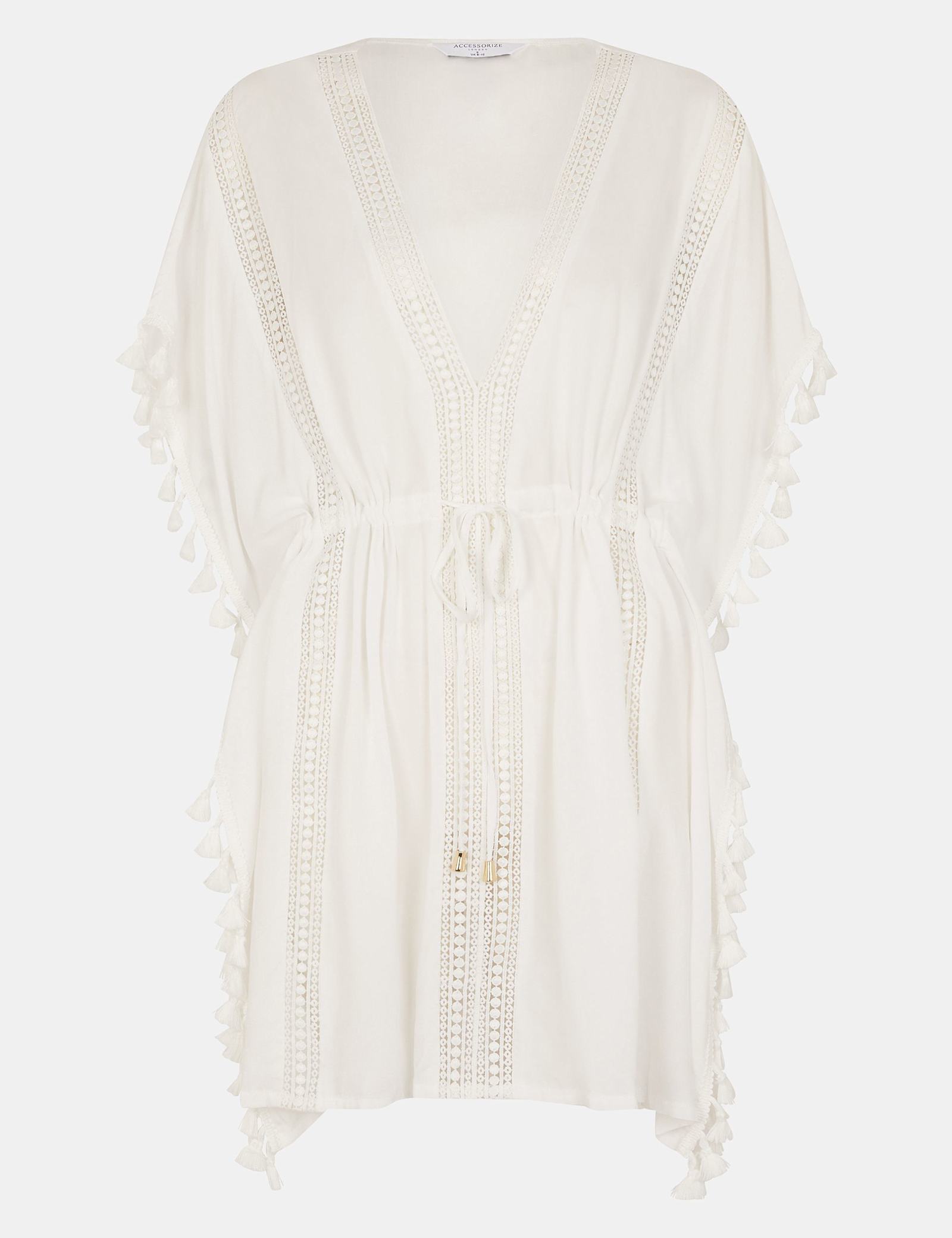 Tassel Trim Mini Kaftan Beach Dress - image 1