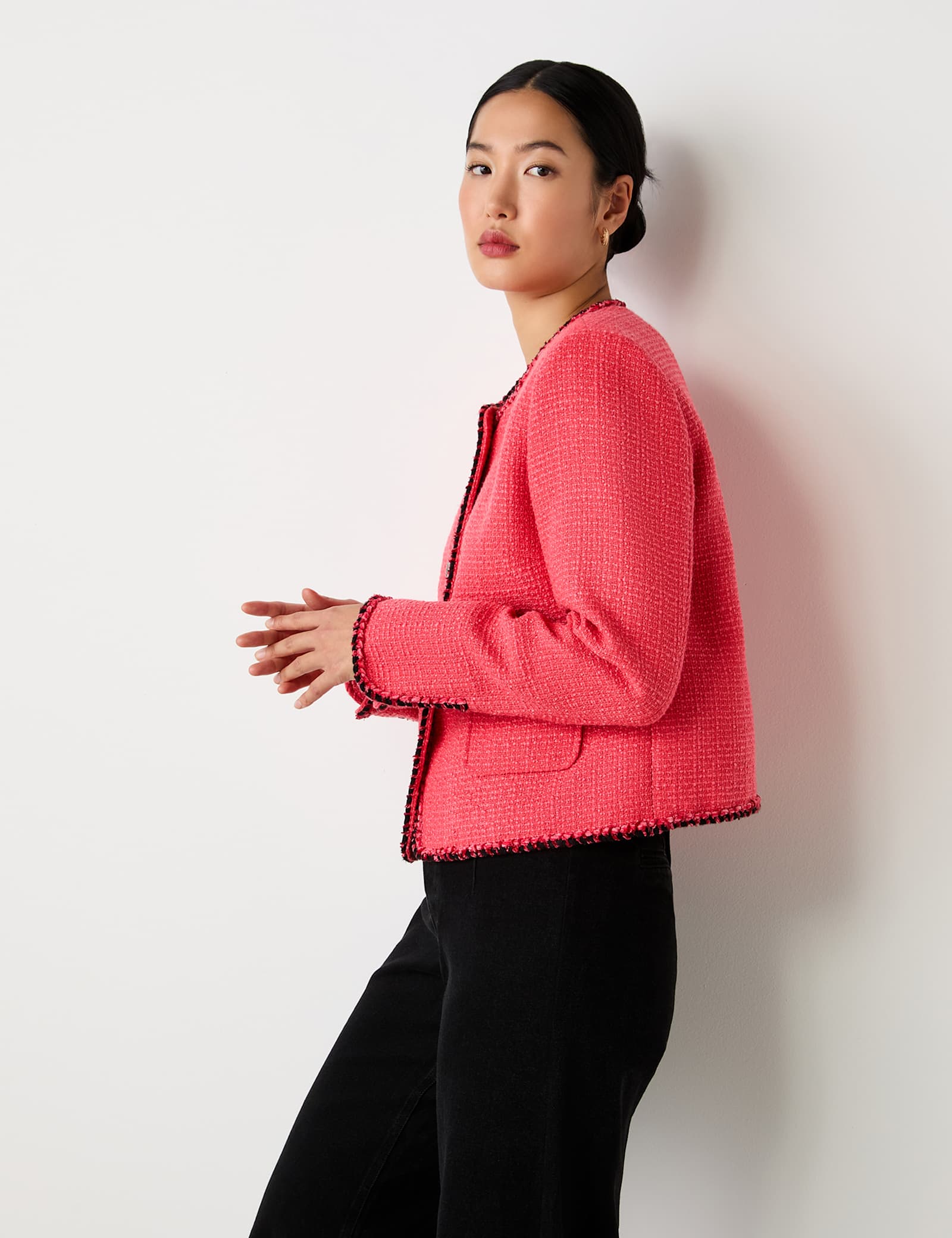 Tweed Collarless Short Jacket - image 3