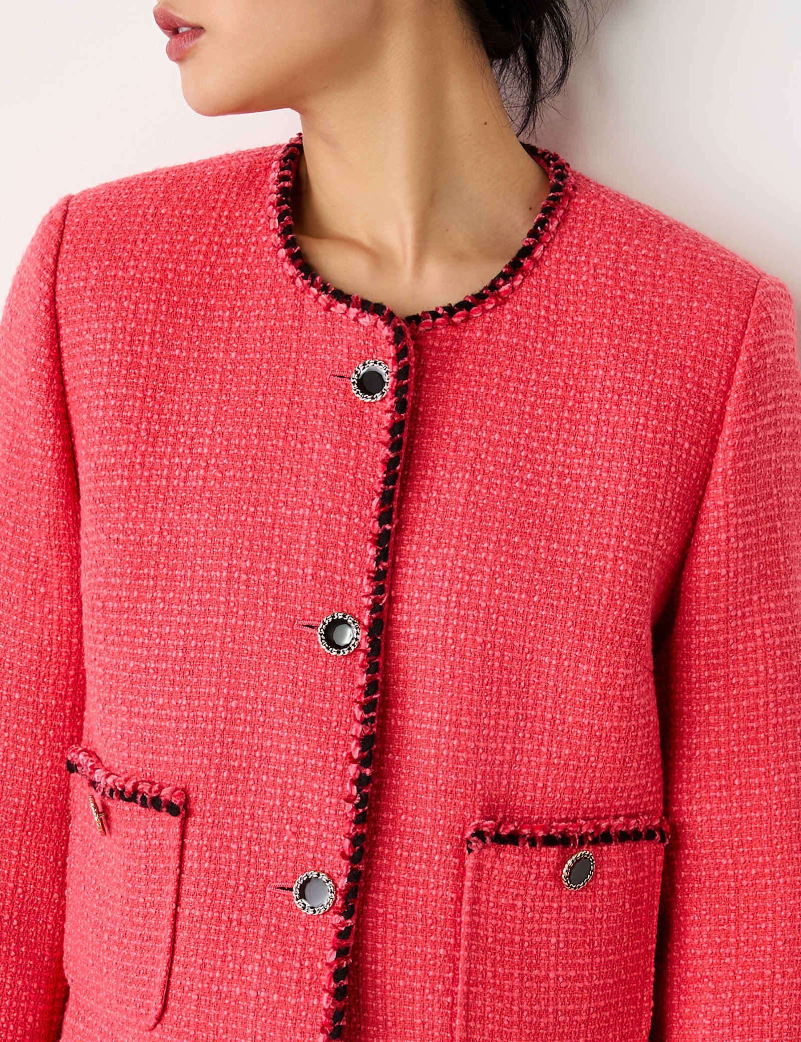 Tweed Collarless Short Jacket - image 2