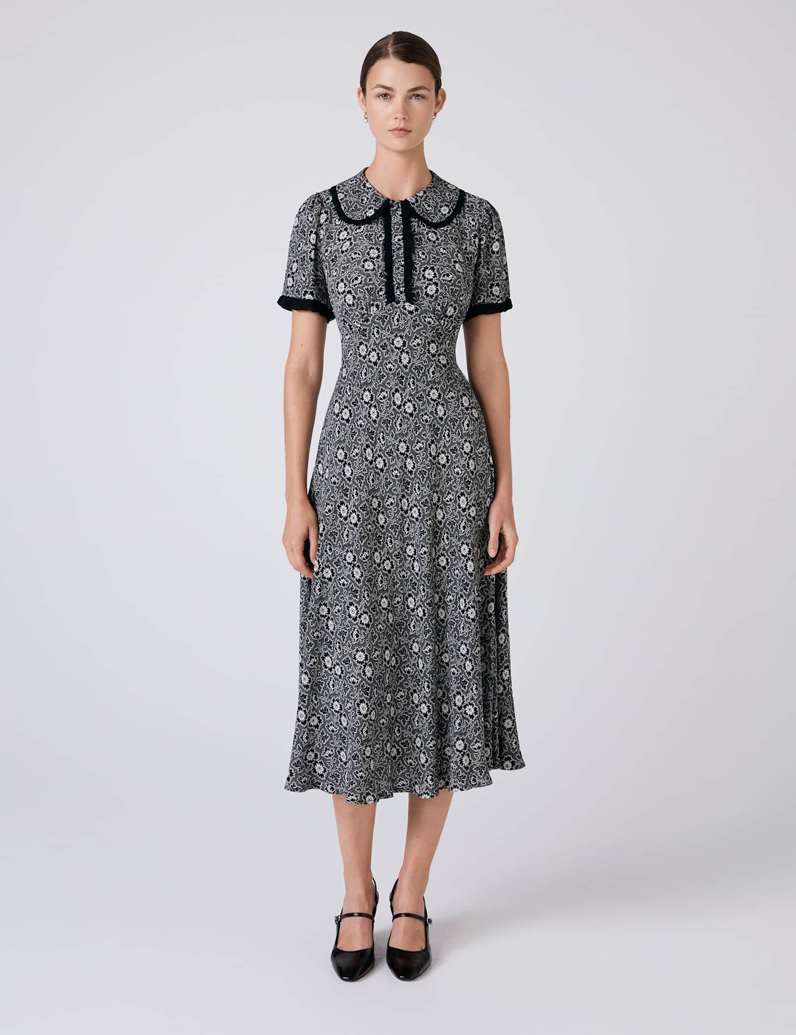 Crepe Floral Midi Tea Dress - image 2