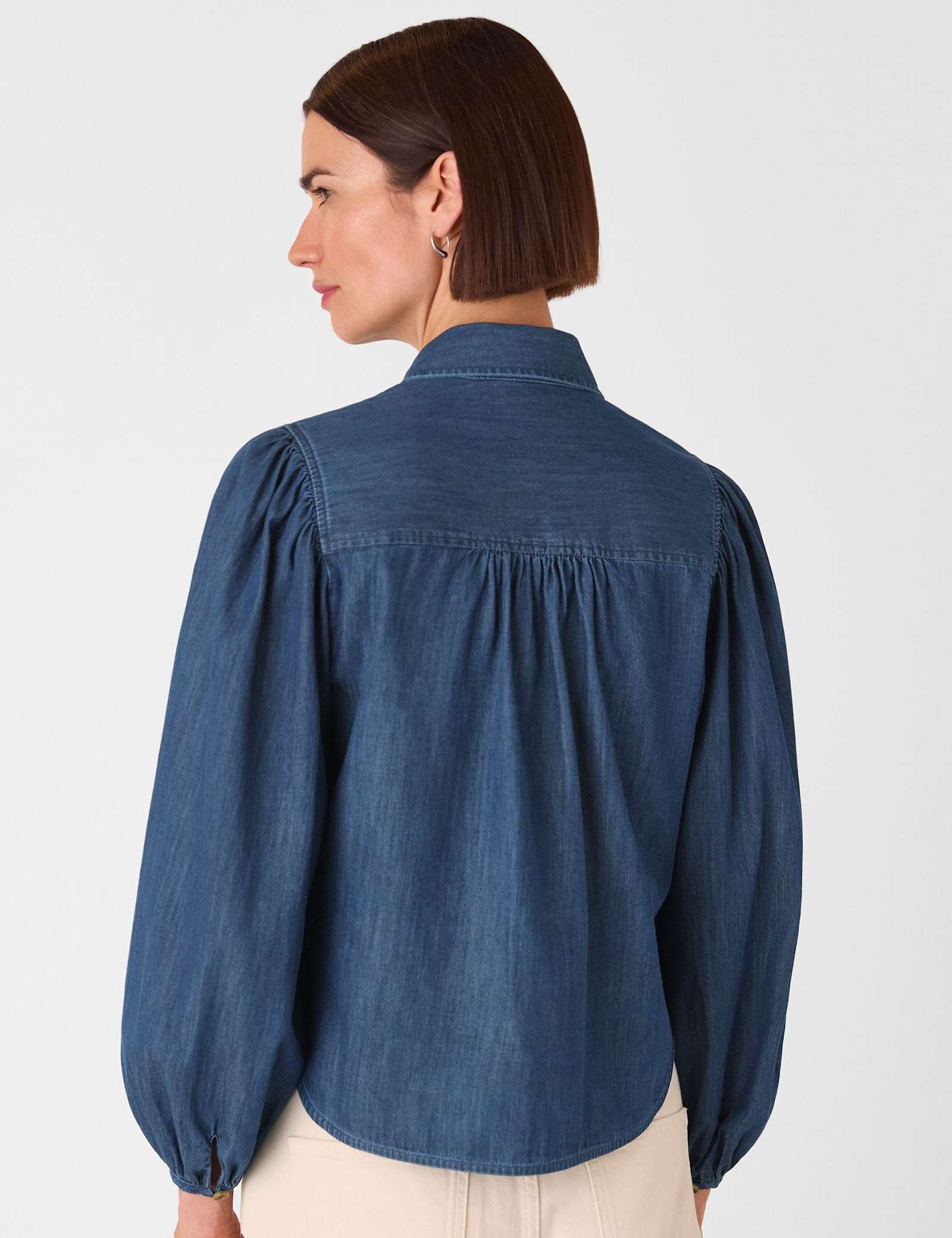 Chambray Pure Cotton Collared Shirt - image 4