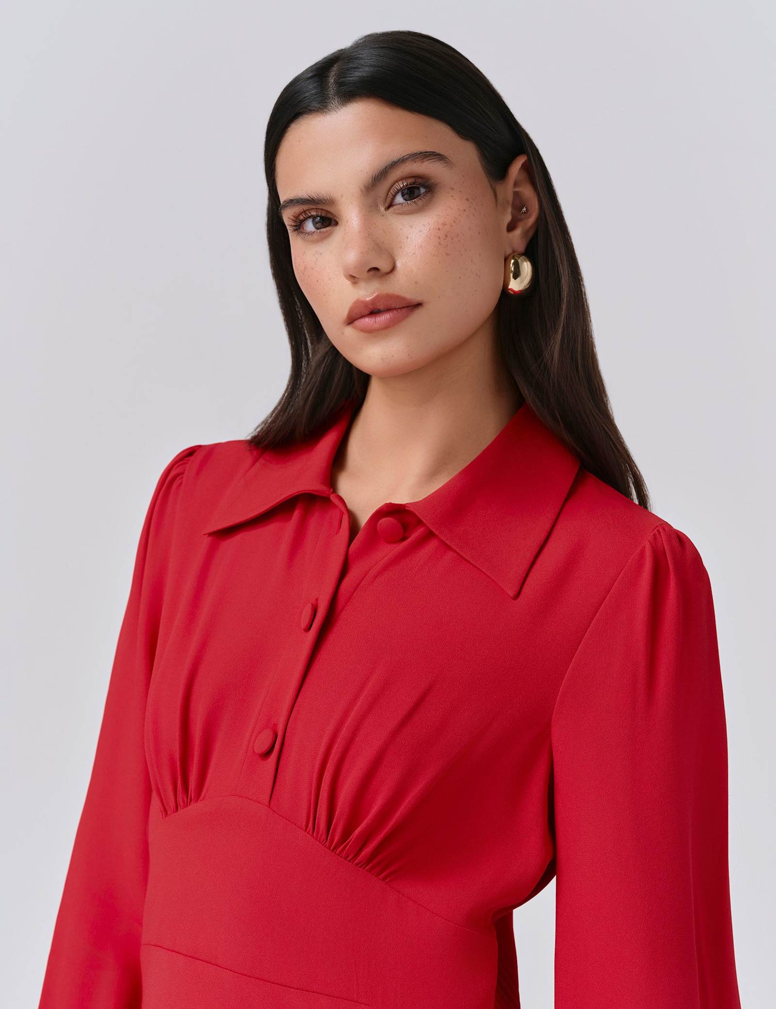 Crepe Collared Midi Dress - image 3