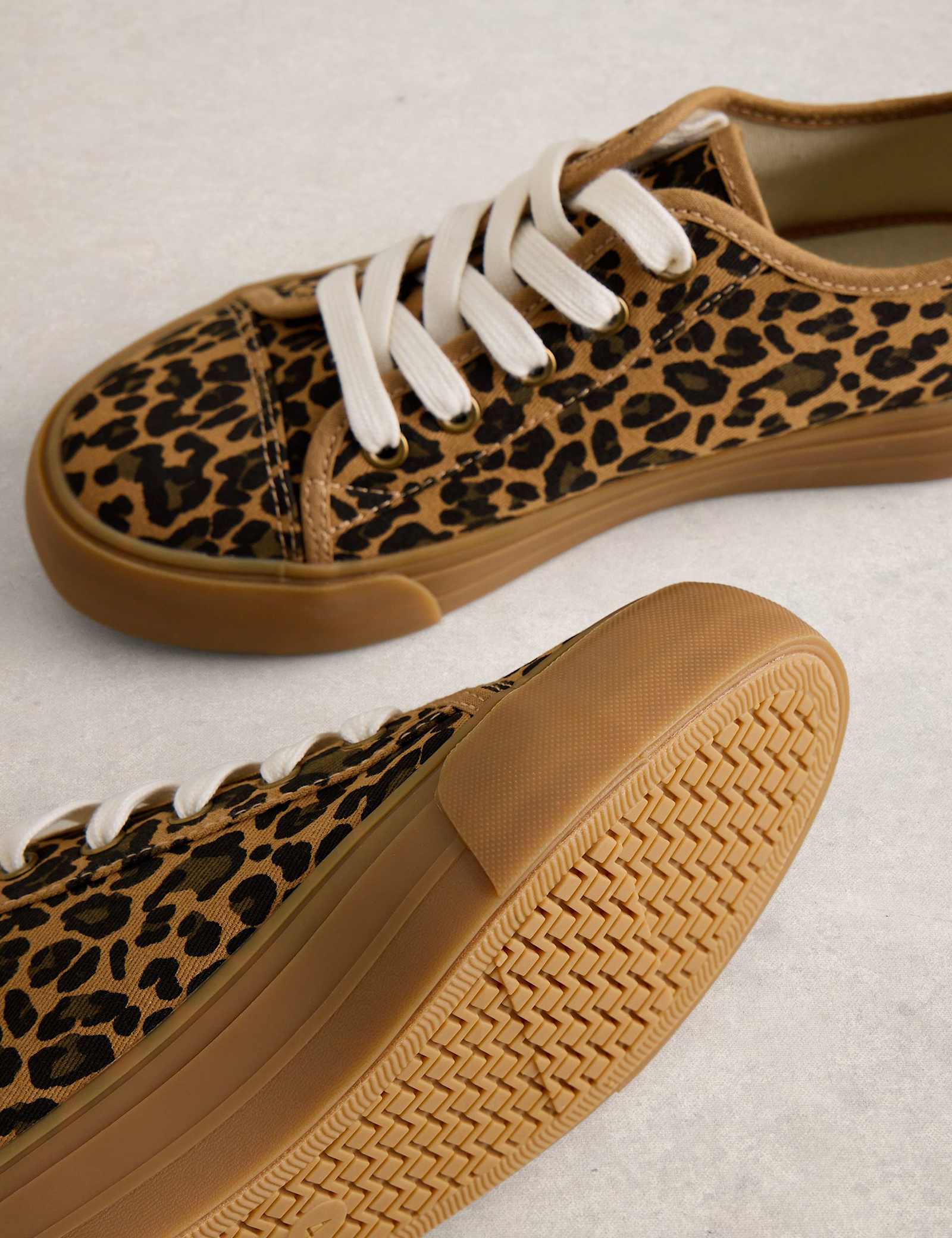 Canvas Leopard Print Flatform Trainers - image 3