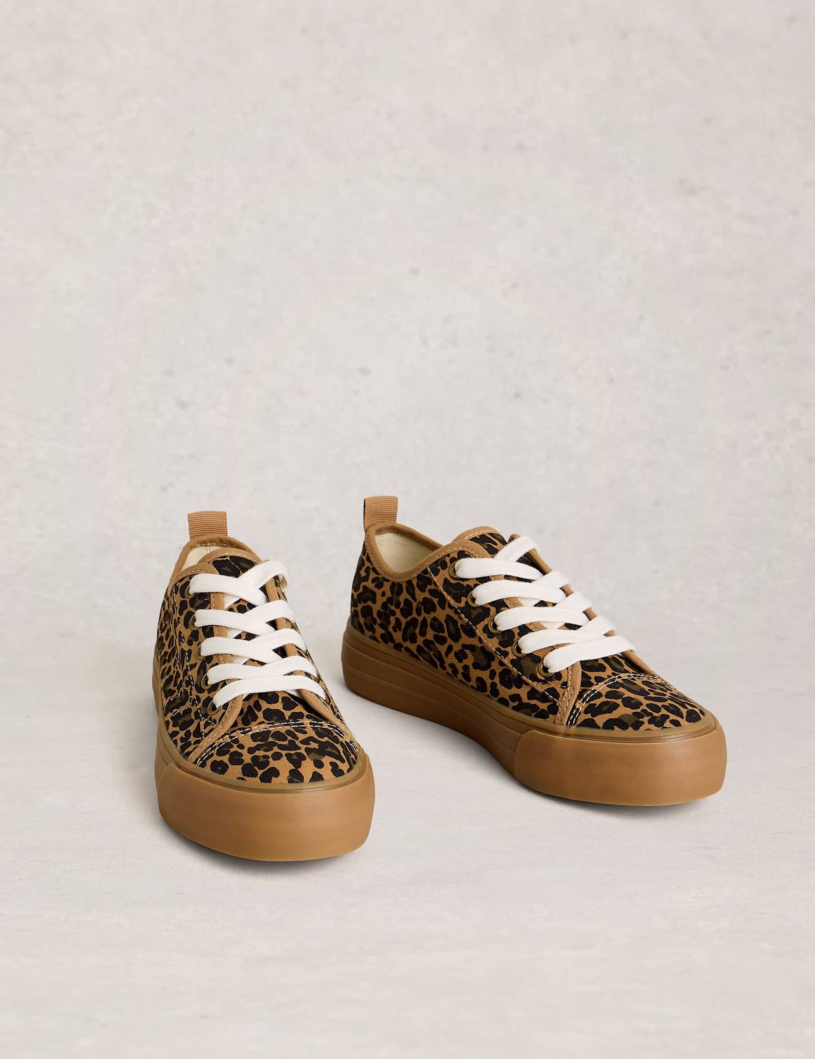Canvas Leopard Print Flatform Trainers - image 2