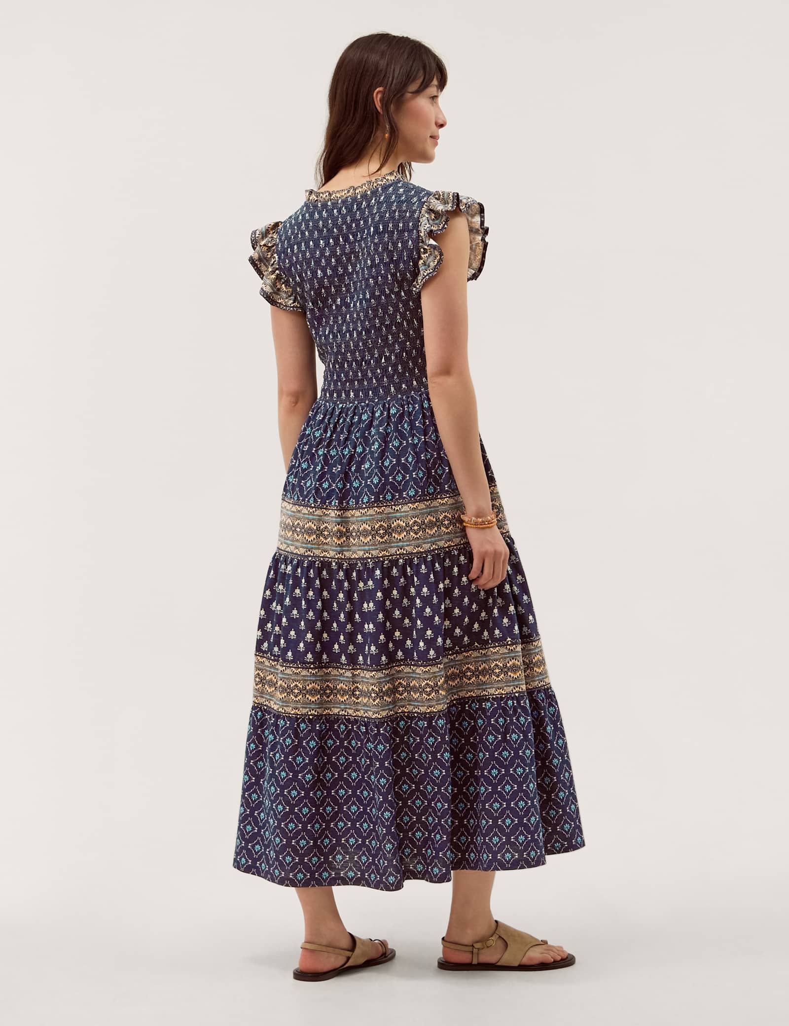 Jersey Geometric V-Neck Midaxi Skater Dress - image 5
