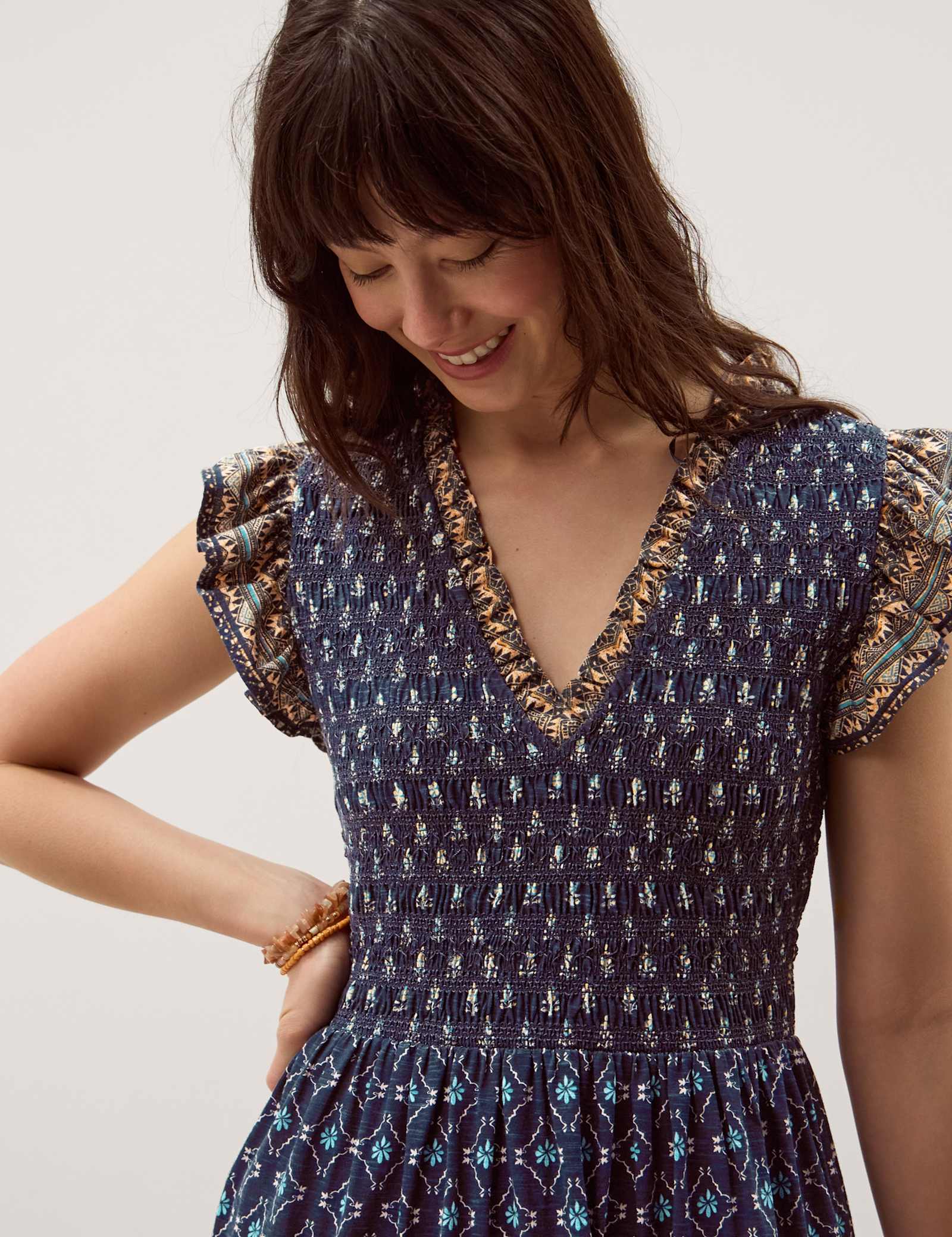 Jersey Geometric V-Neck Midaxi Skater Dress - image 4