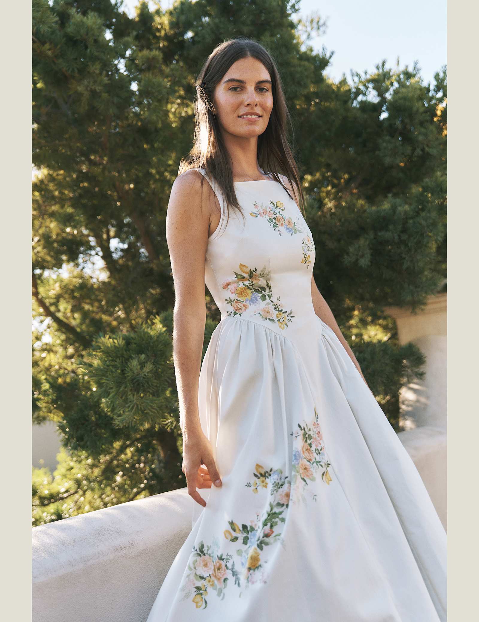 Cotton Rich Floral Square Neck Midi Dress - image 2