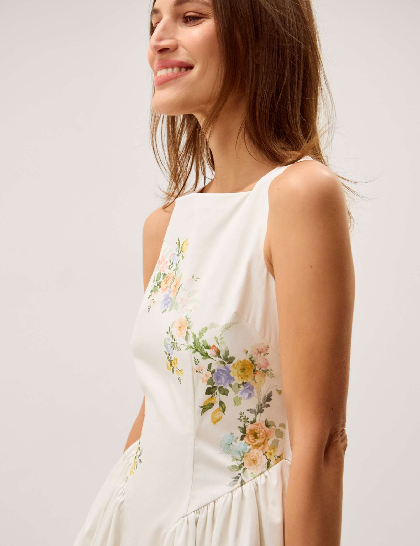 Cotton Rich Floral Square Neck Midi Dress - image 5
