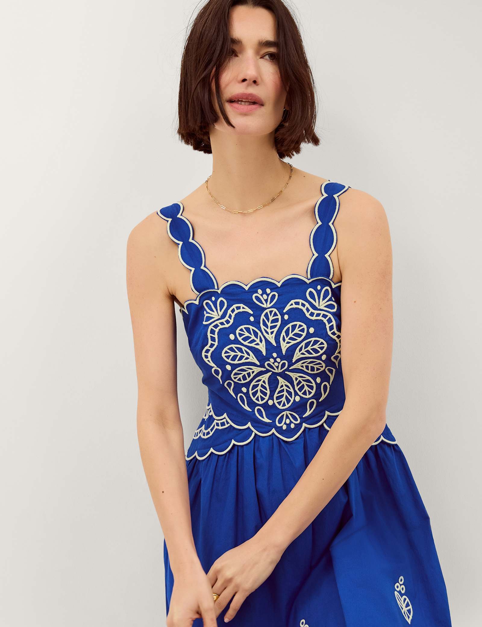 Pure Cotton Embroidered Square Neck Dress - image 2