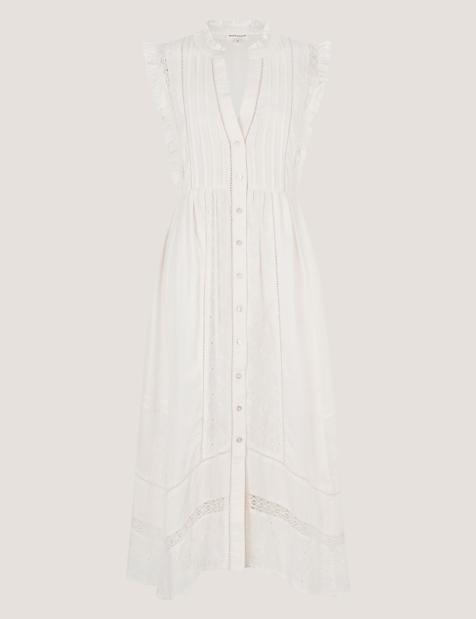 Pure Cotton Embroidered Notch Neck Midi Dress - image 1
