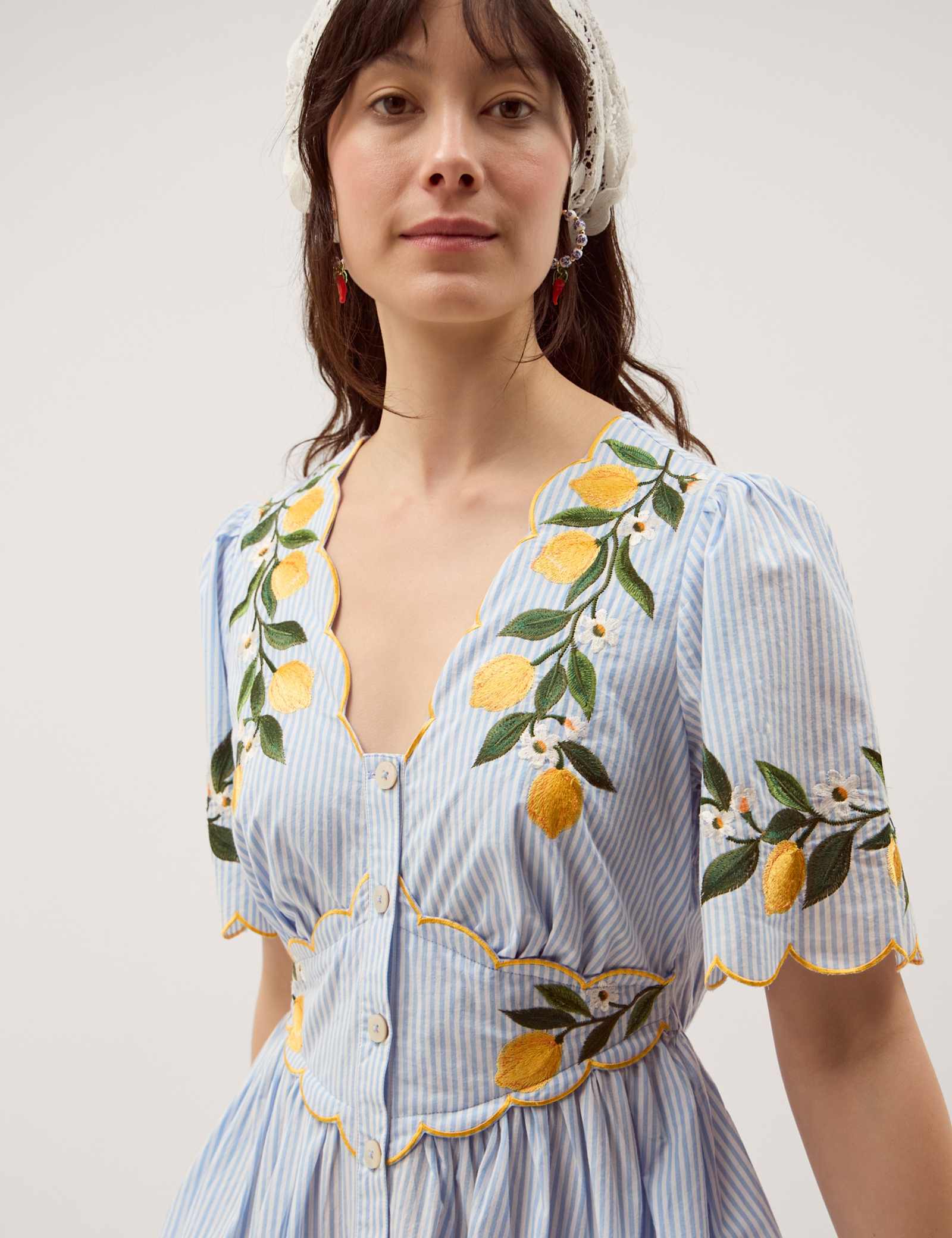 Pure Cotton Embroidered V-Neck Midi Dress - image 3