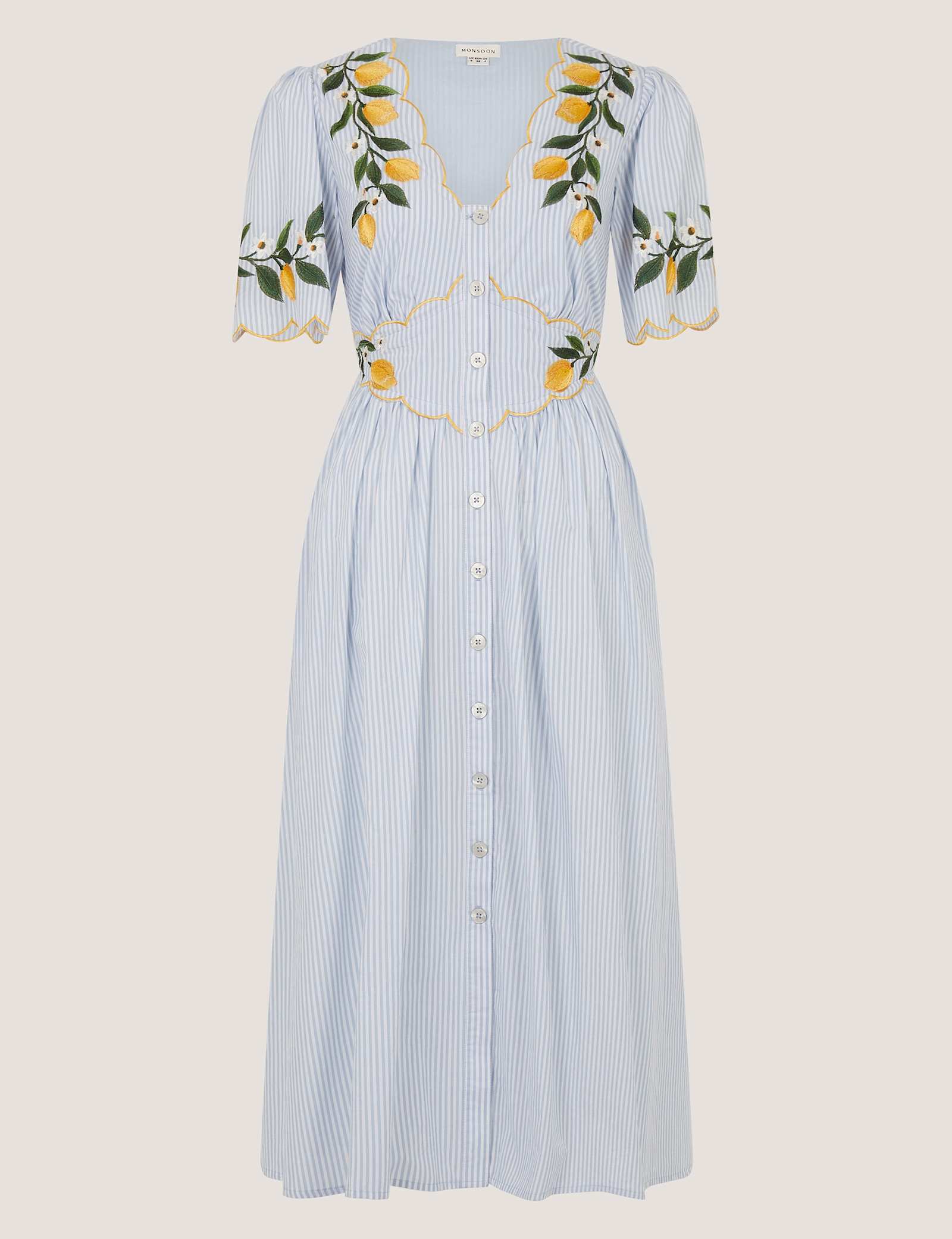 Pure Cotton Embroidered V-Neck Midi Dress - image 1