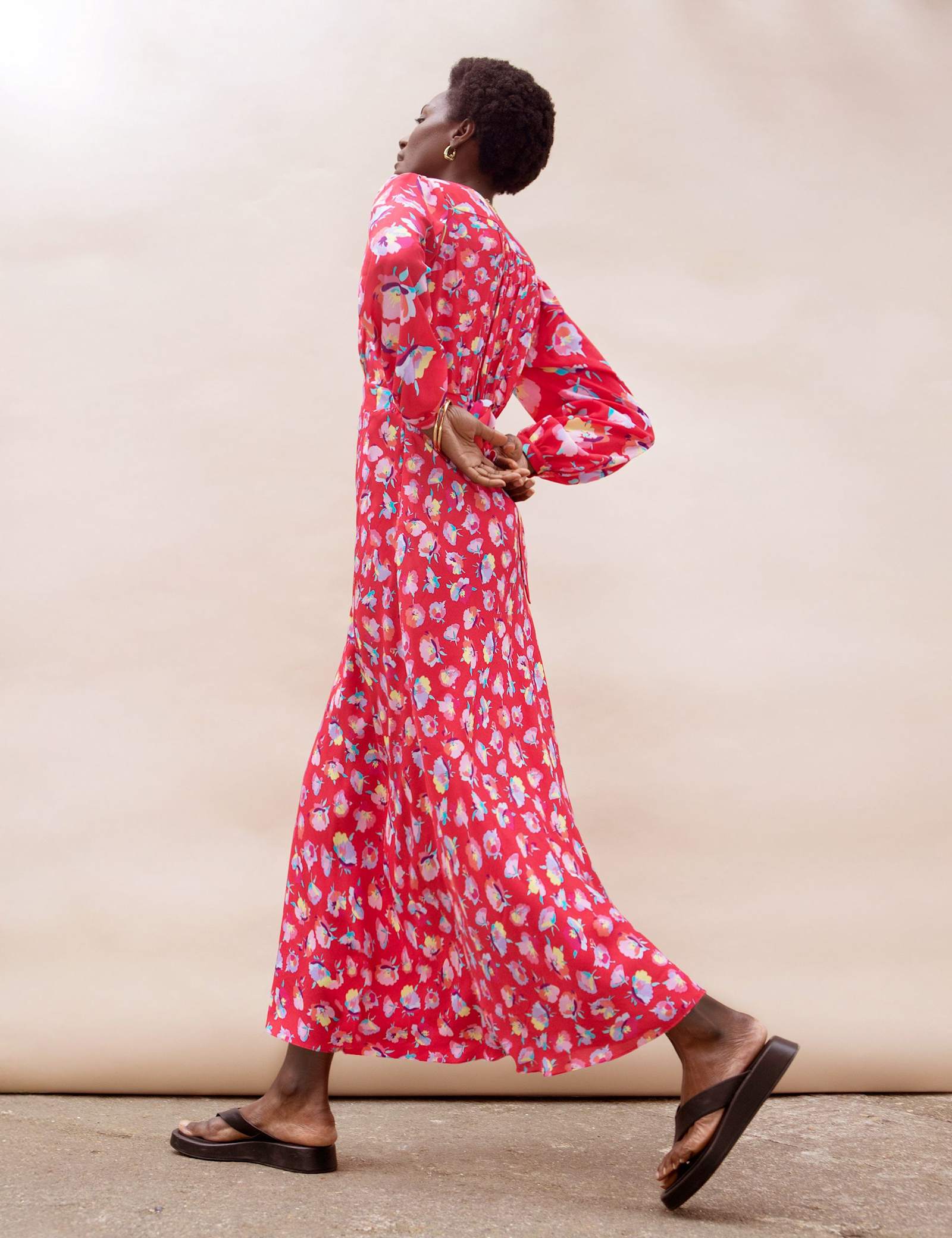 Floral V-Neck Midaxi Tea Dress - image 5