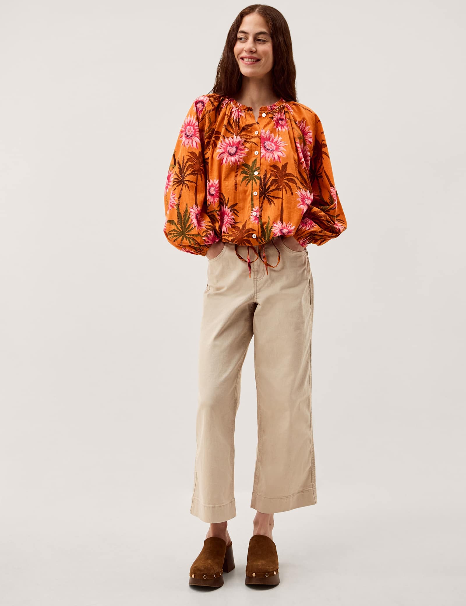 Cotton Rich Floral Tie Detail Blouse - image 4