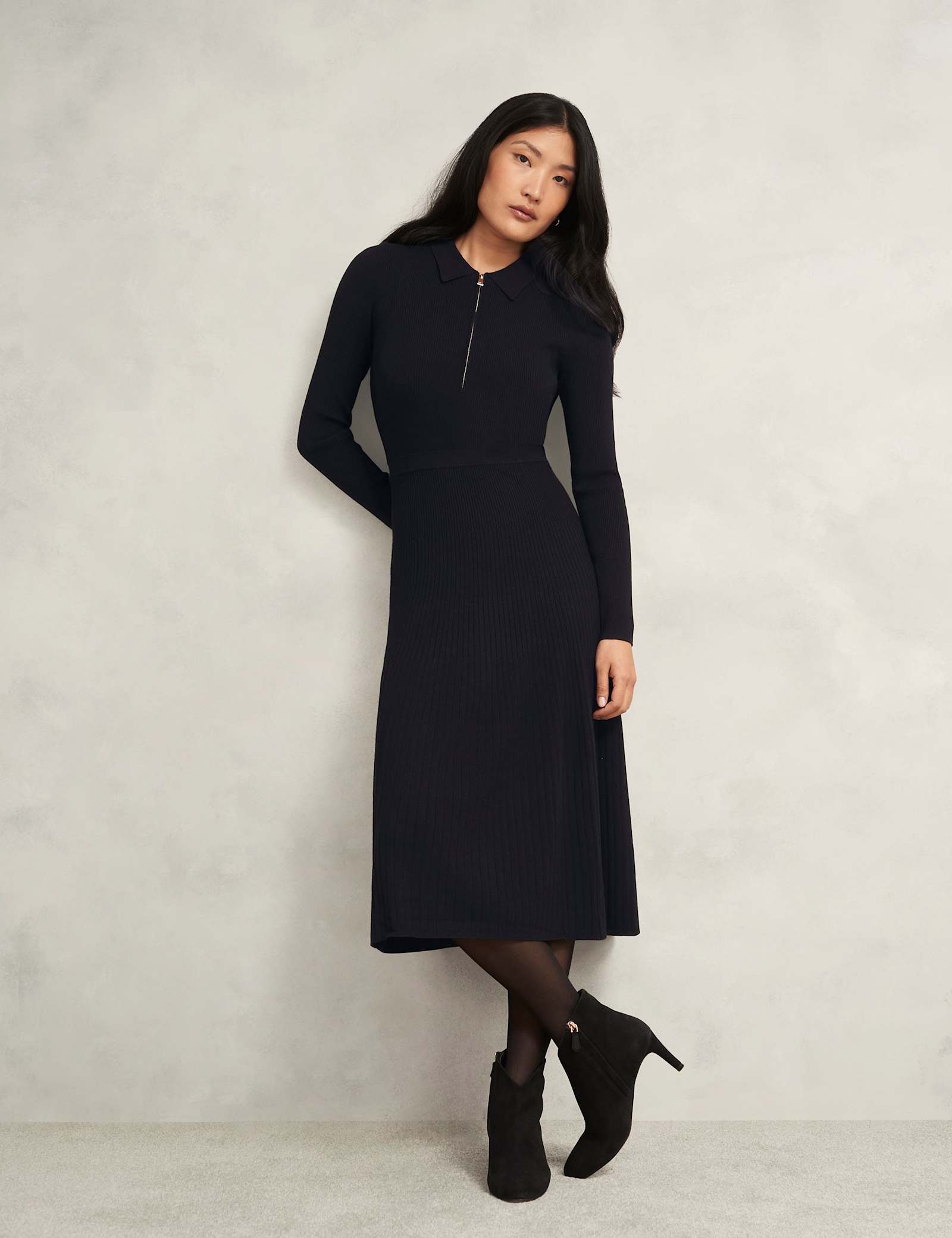 Knitted Zip Neck Midi Dress - image 5