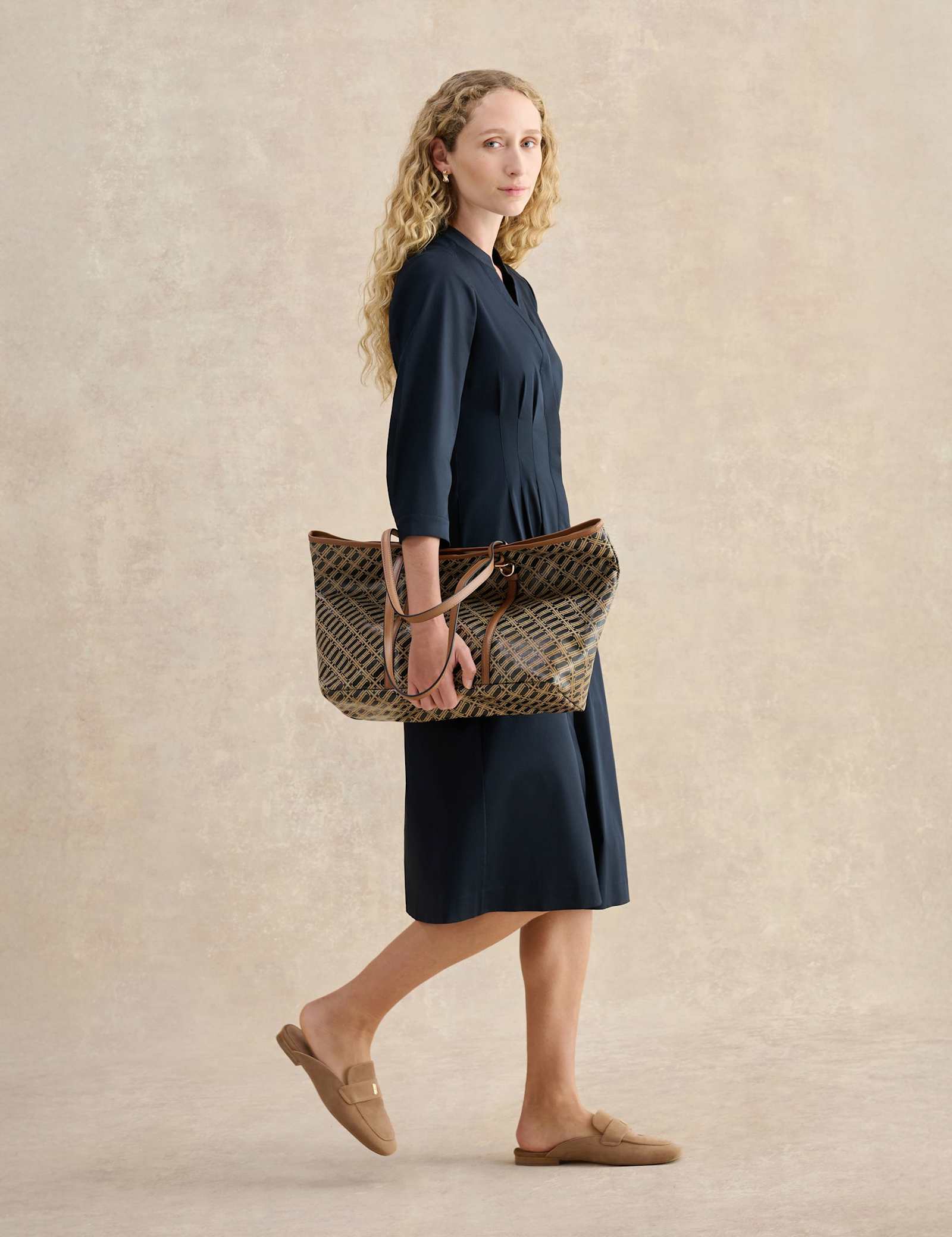 Cotton Rich V-Neck Midi Waisted Dress - image 4