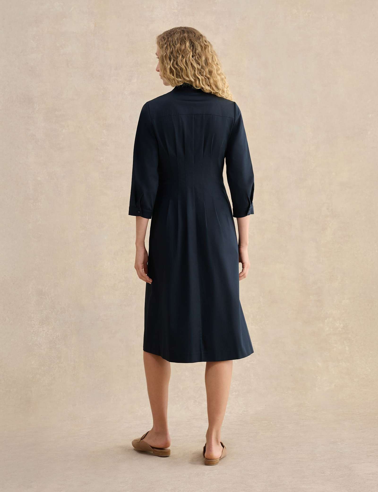 Cotton Rich V-Neck Midi Waisted Dress - image 5