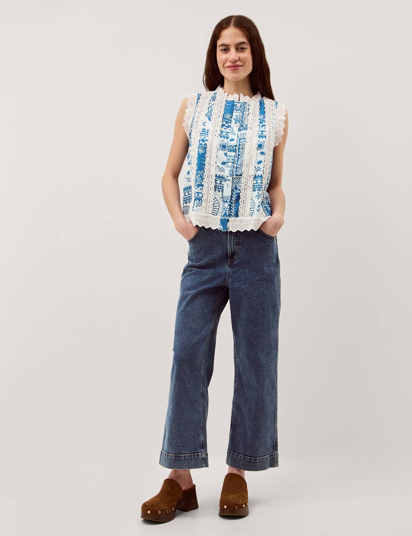 Pure Cotton Printed Button Through Tank Top - image 4