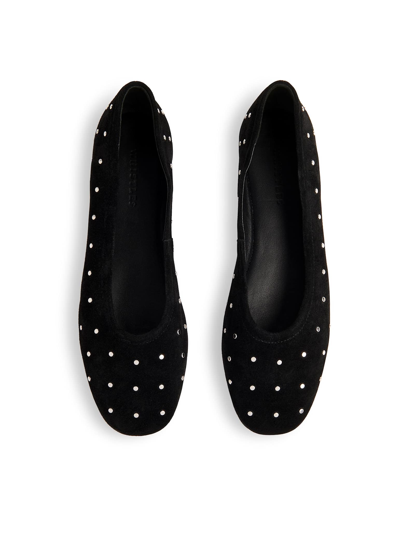 Suede Studded Flat Ballet Pumps - image 3