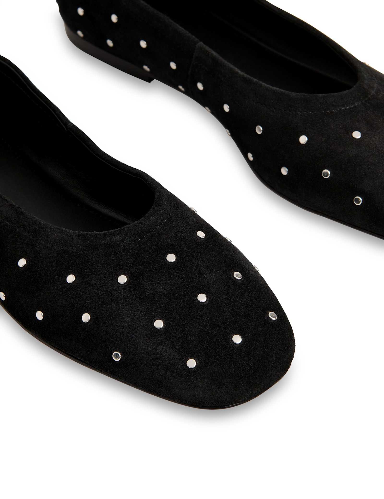 Suede Studded Flat Ballet Pumps - image 2