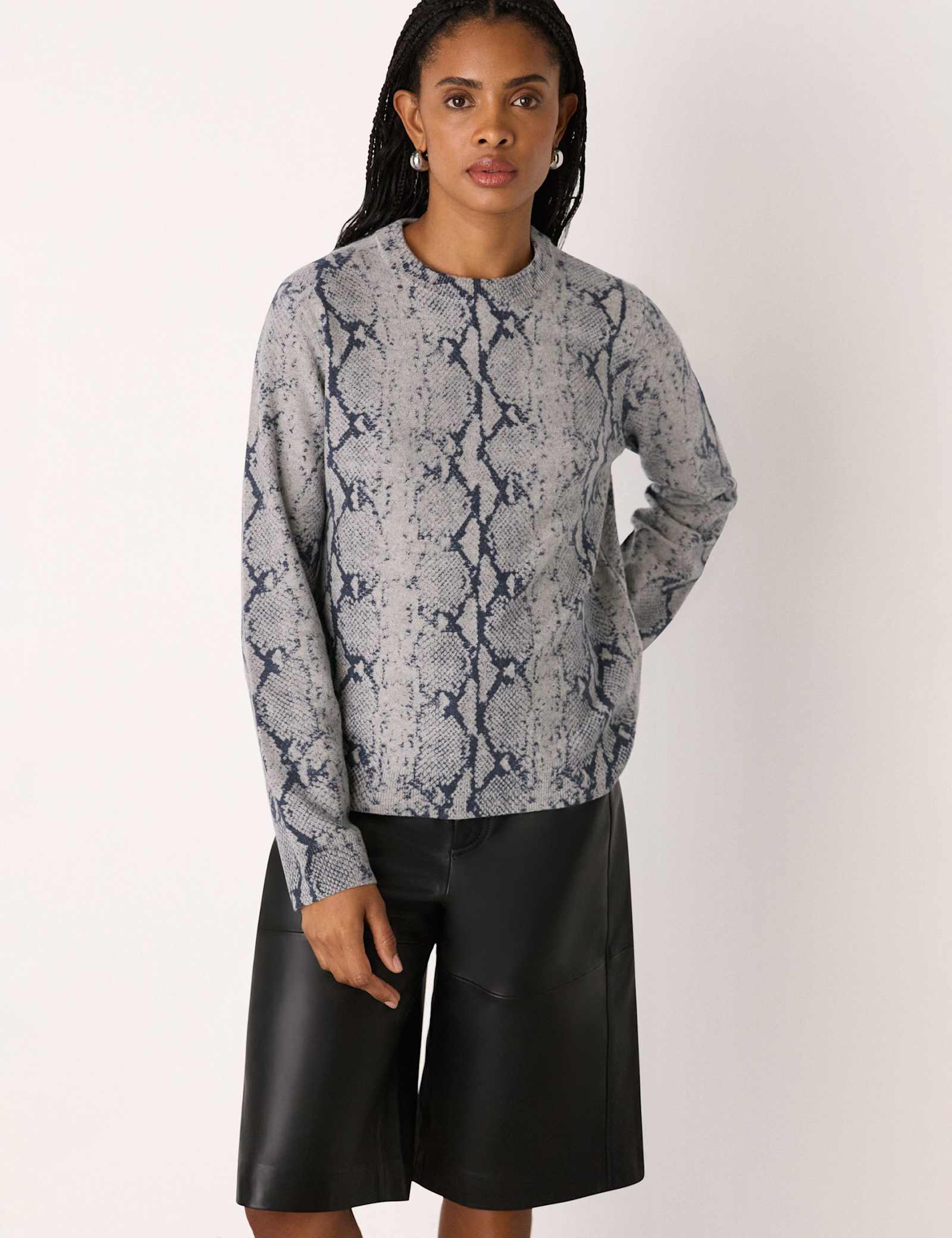 Pure Wool Animal Print Crew Neck Jumper - image 2