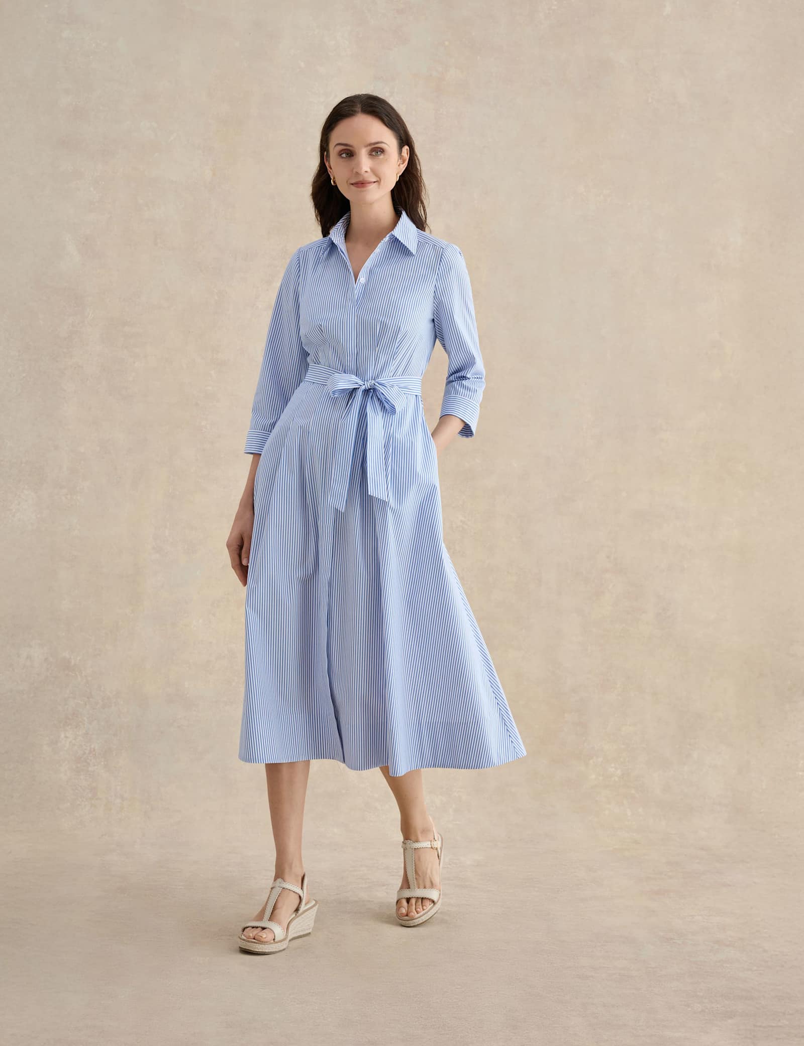 Cotton Rich Striped Midi Shirt Dress - image 5