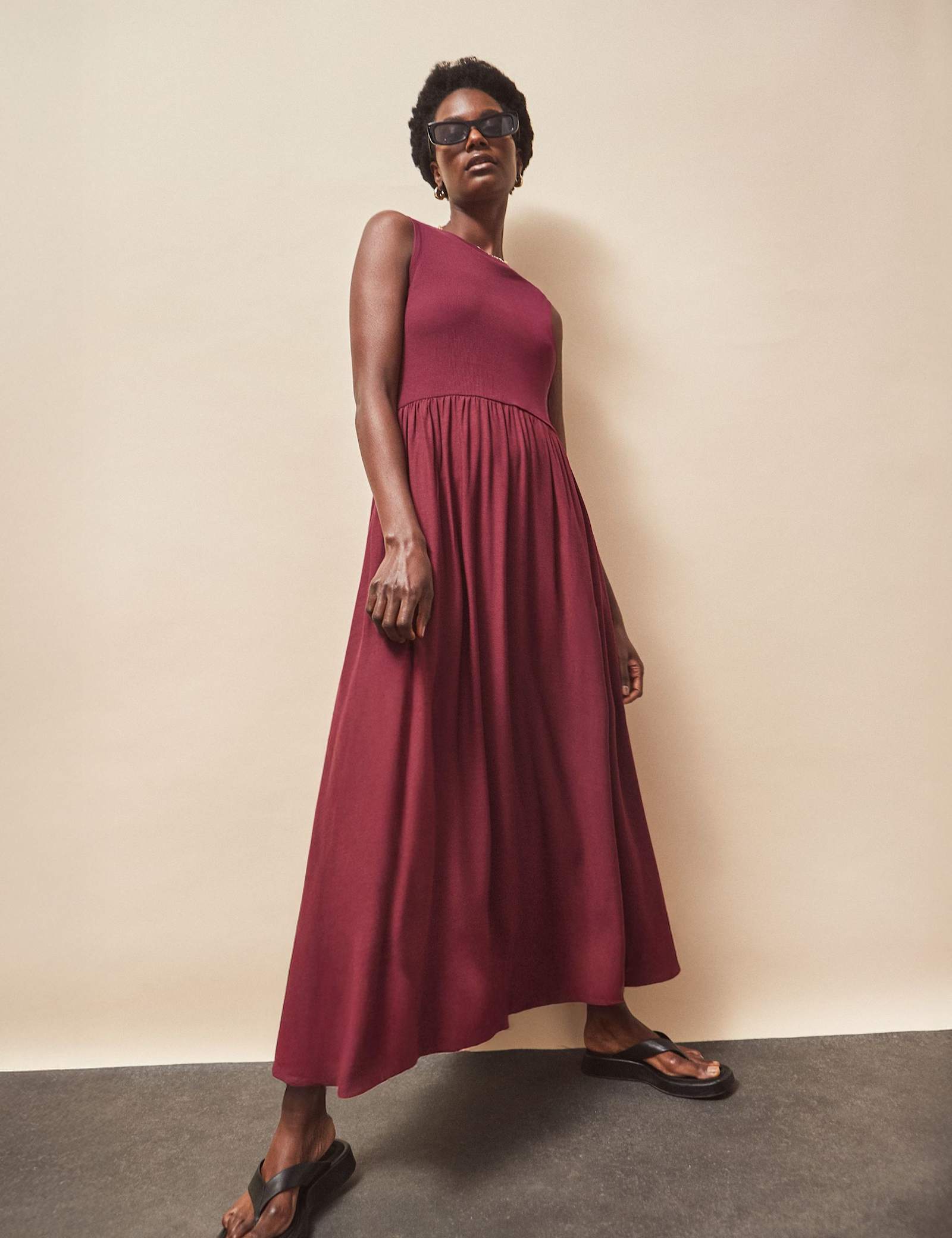 Jersey Bodice Midaxi Waisted Dress - image 1