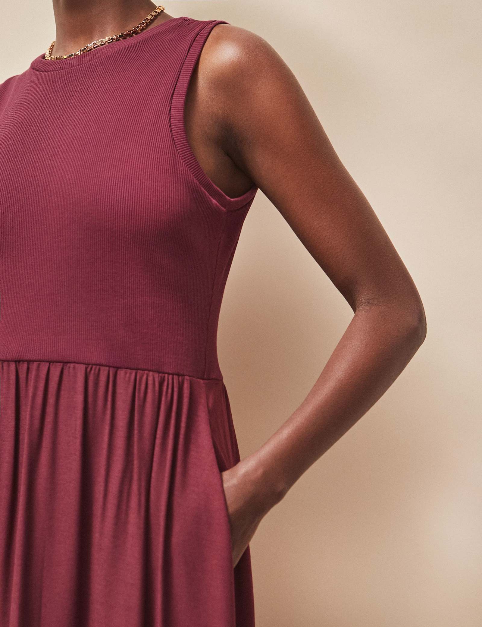 Jersey Bodice Midaxi Waisted Dress - image 2