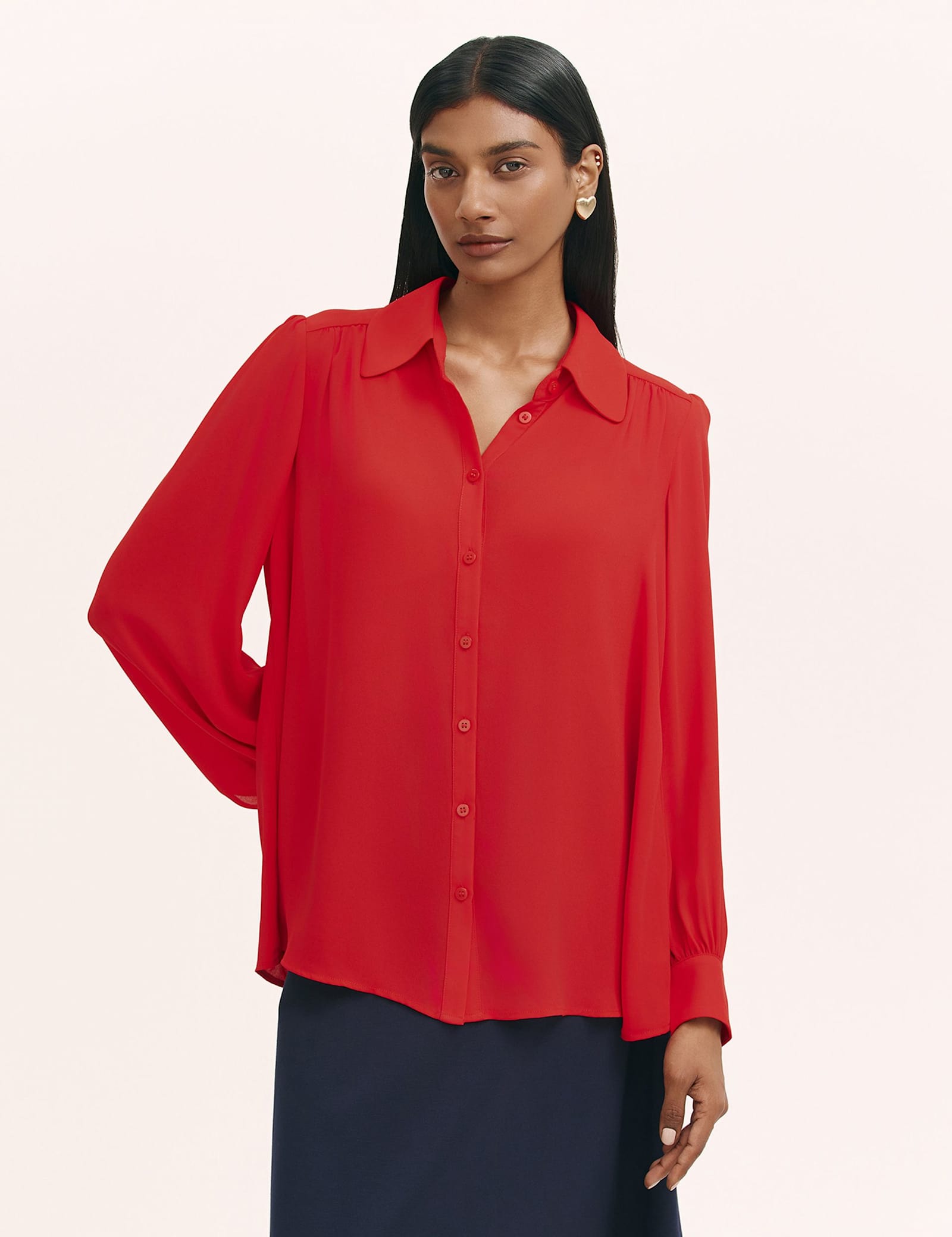 Chiffon Collared Button Through Blouse - image 2