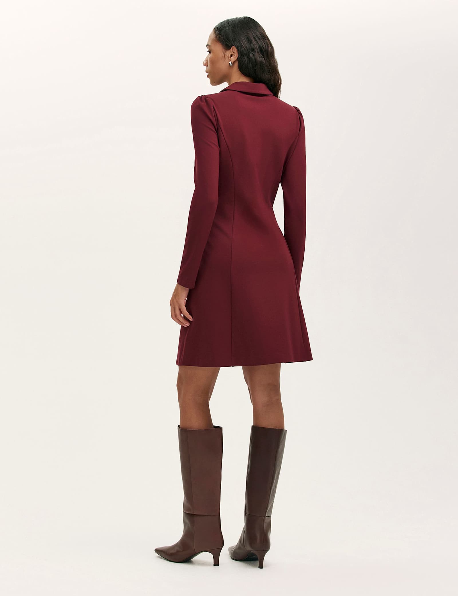 Jersey Zip Neck Knee Length Shirt Dress - image 5