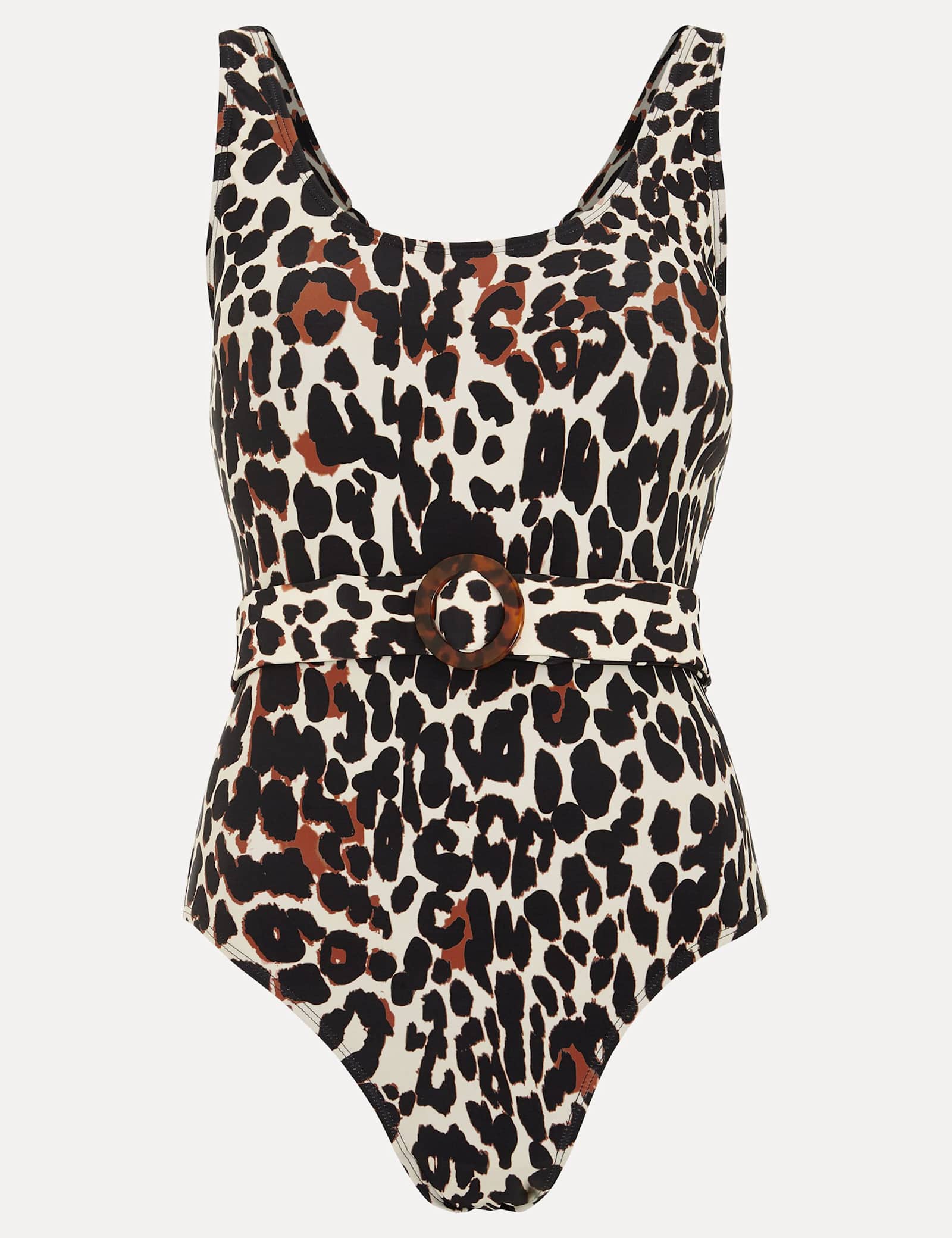 Leopard Print Padded Belted Swimsuit - image 1