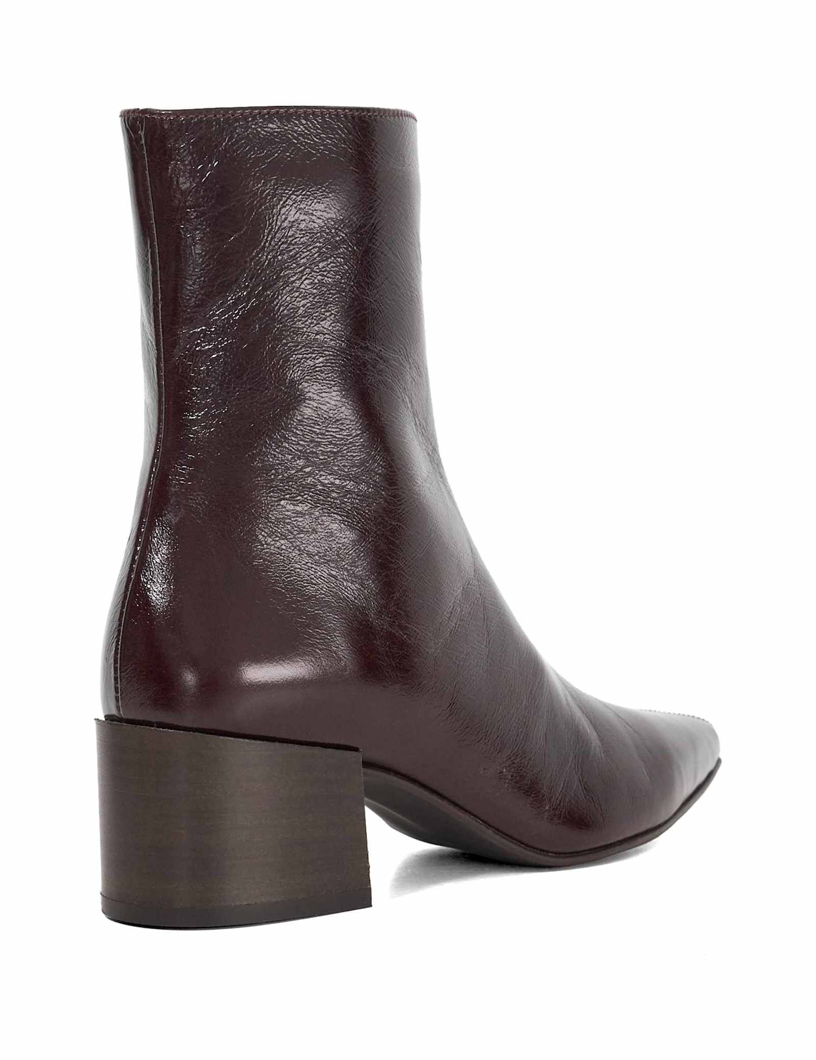 Leather Block Heel Pointed Ankle Boots - image 4